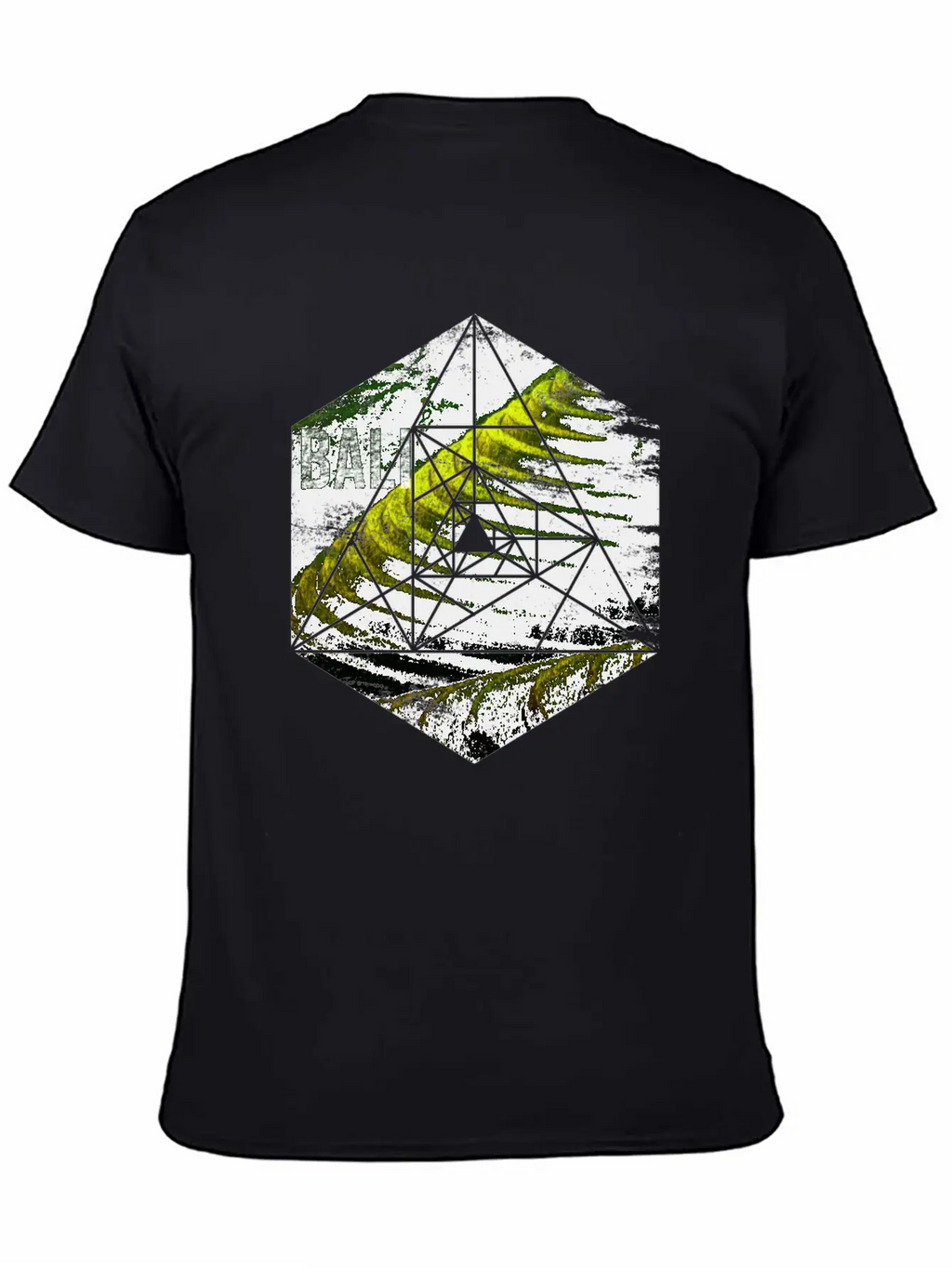 Bali Rice Field Geometric Abstract Unisex Short Sleeve Soft Cotton T-Shirt – Casual Everyday Wear