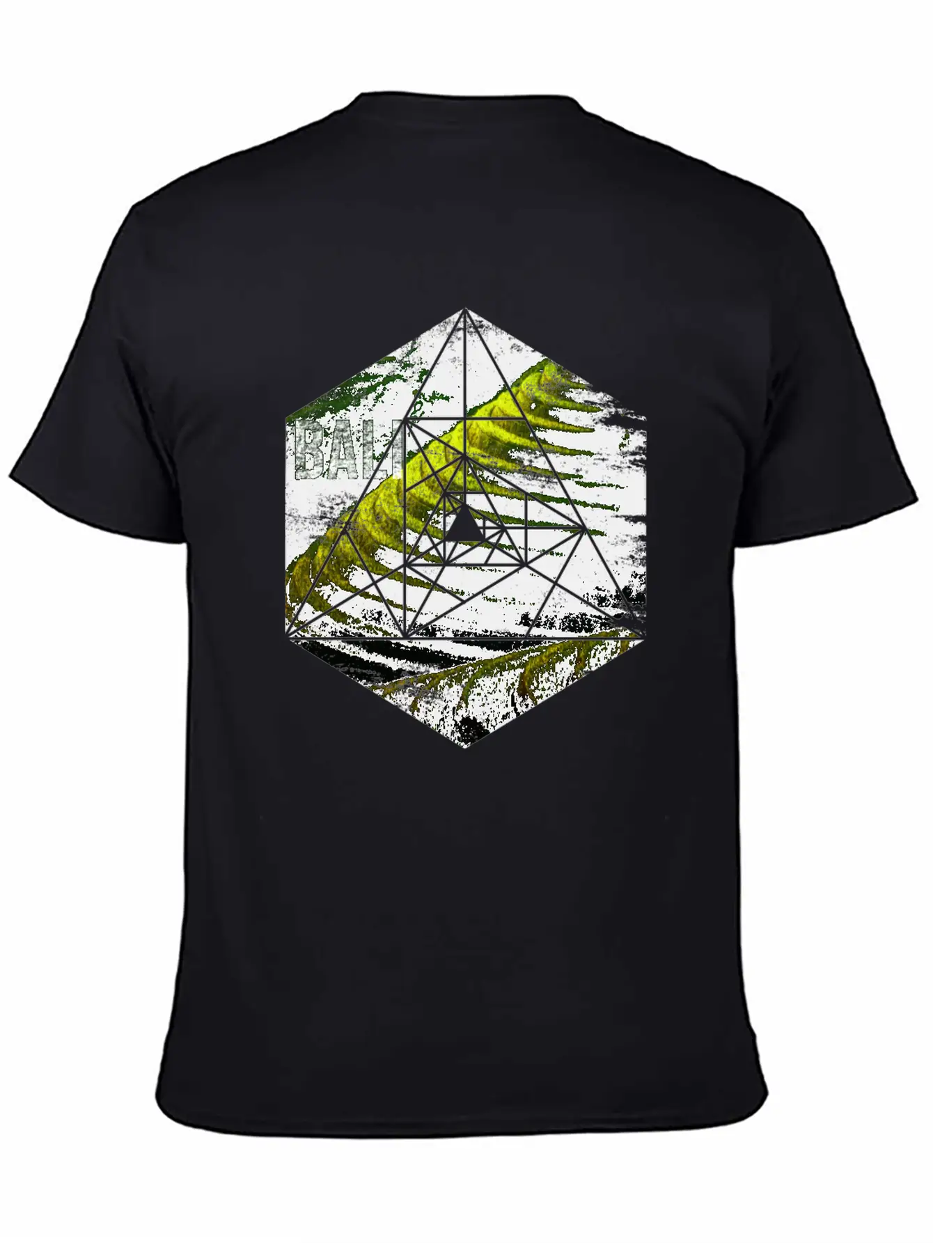 Bali Rice Field Geometric Abstract Unisex Short Sleeve Soft Cotton T-Shirt – Casual Everyday Wear