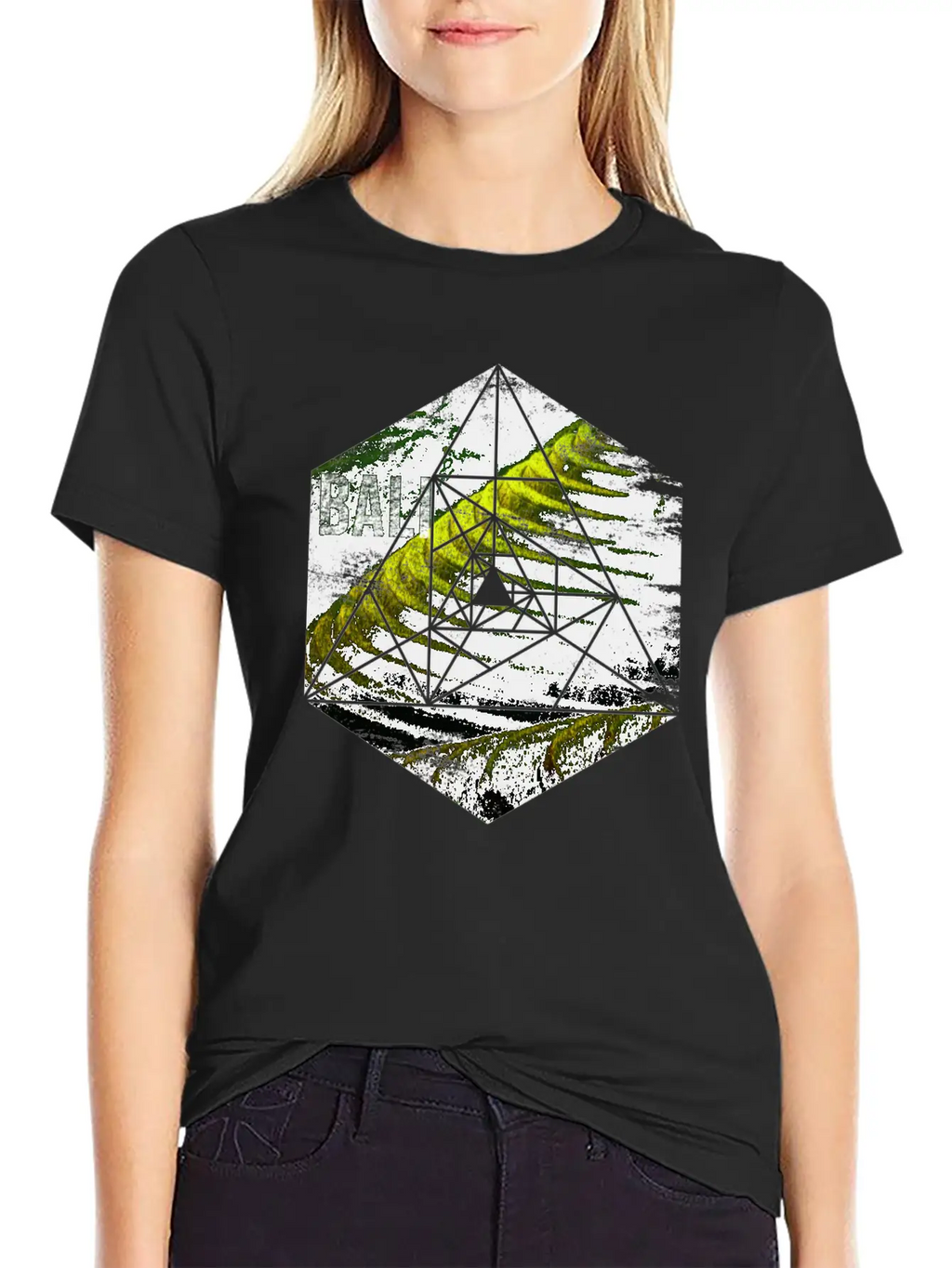 Bali Rice Field Geometric Abstract Unisex Short Sleeve Soft Cotton T-Shirt – Casual Everyday Wear