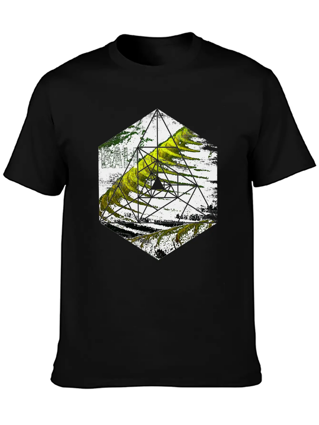 Bali Rice Field Geometric Abstract Unisex Short Sleeve Soft Cotton T-Shirt – Casual Everyday Wear