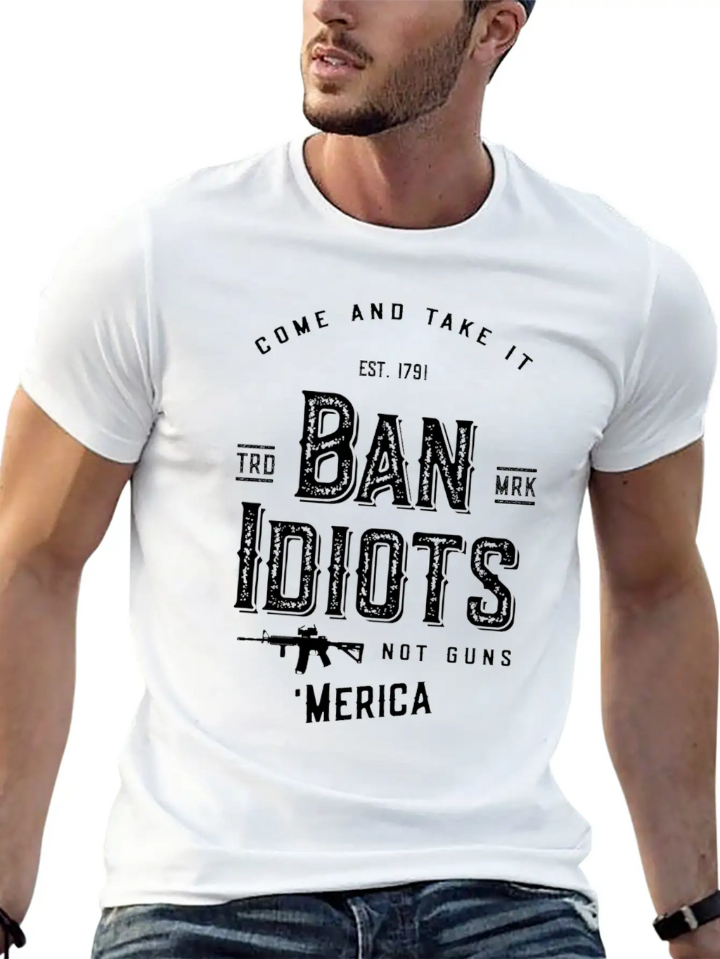 Ban Idiots Not Guns 2A Breathable Soft Cotton T-Shirt – Timeless Casual Look