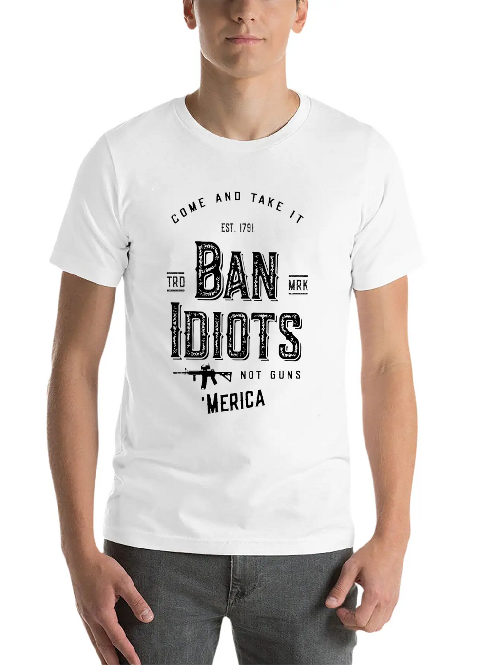 Ban Idiots Not Guns 2A Breathable Soft Cotton T-Shirt – Timeless Casual Look