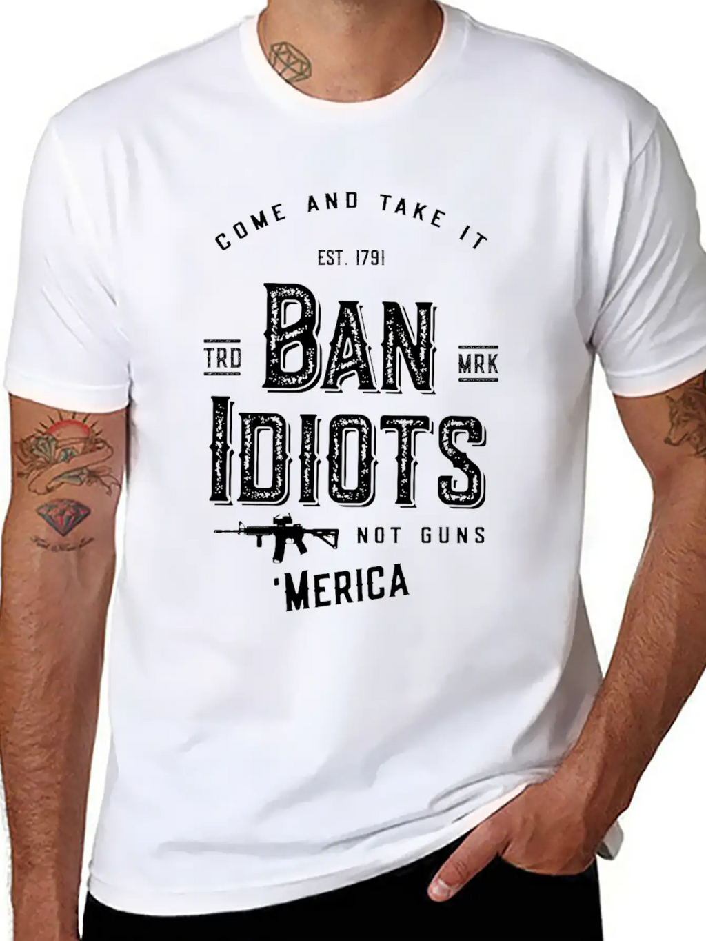 Ban Idiots Not Guns 2A Breathable Soft Cotton T-Shirt – Timeless Casual Look