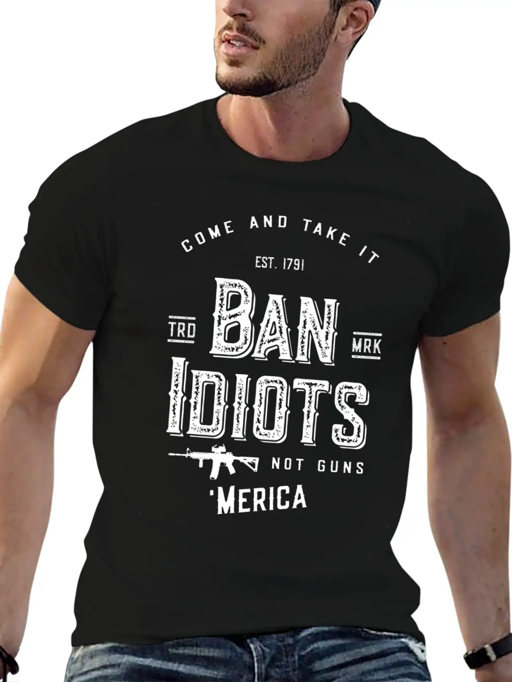 Ban Idiots Not Guns 2A Breathable Soft Cotton T-Shirt – Timeless Casual Look