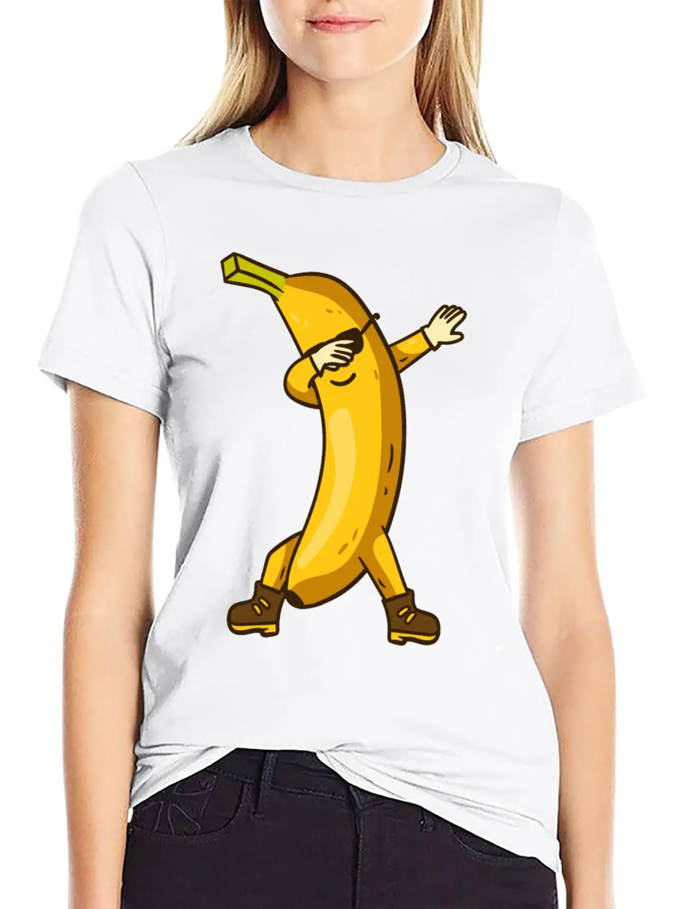 Banana Dabbing Kawaii Breathable Soft Cotton T-Shirt – Timeless Casual Look