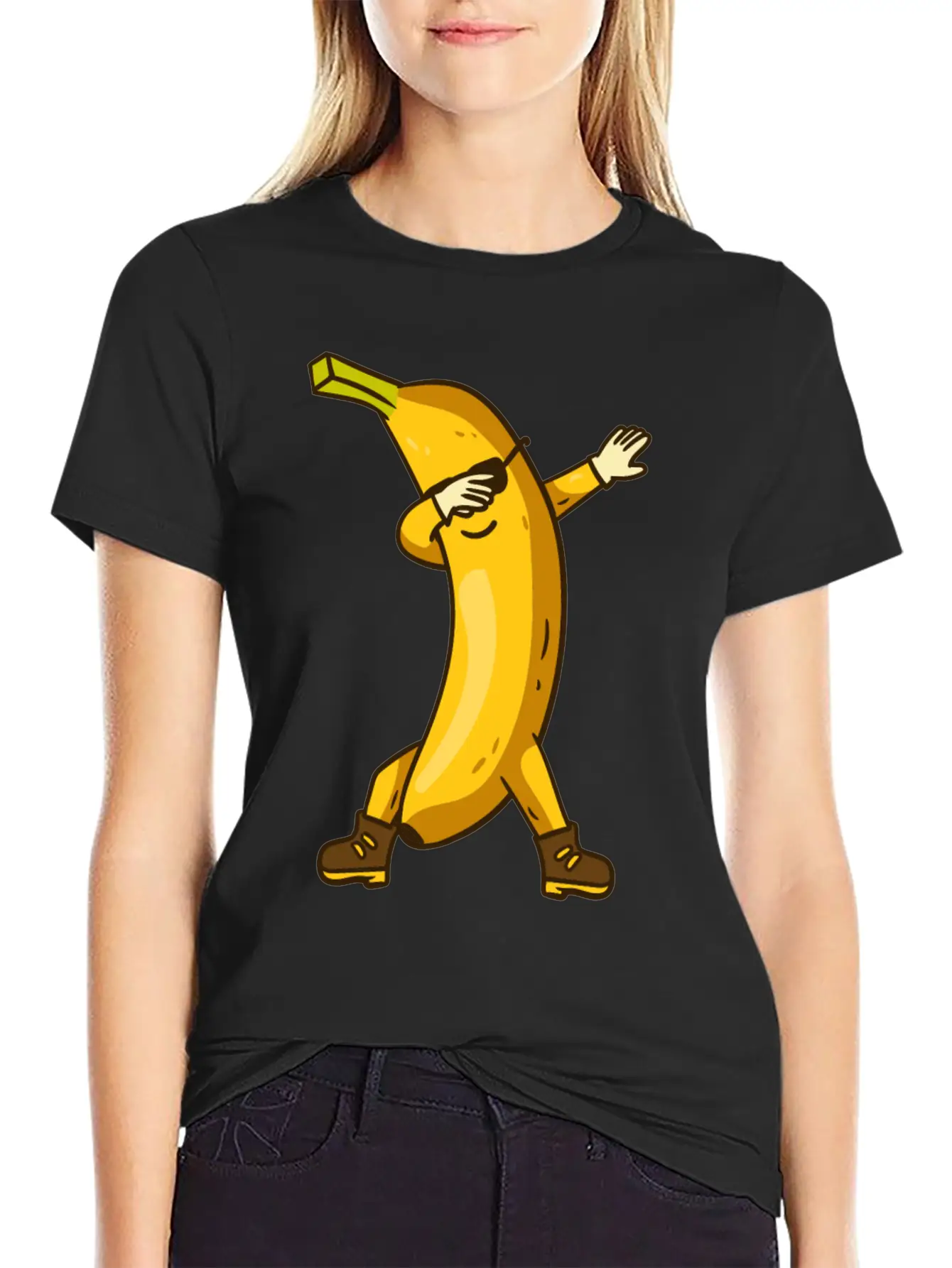 Banana Dabbing Kawaii Breathable Soft Cotton T-Shirt – Timeless Casual Look