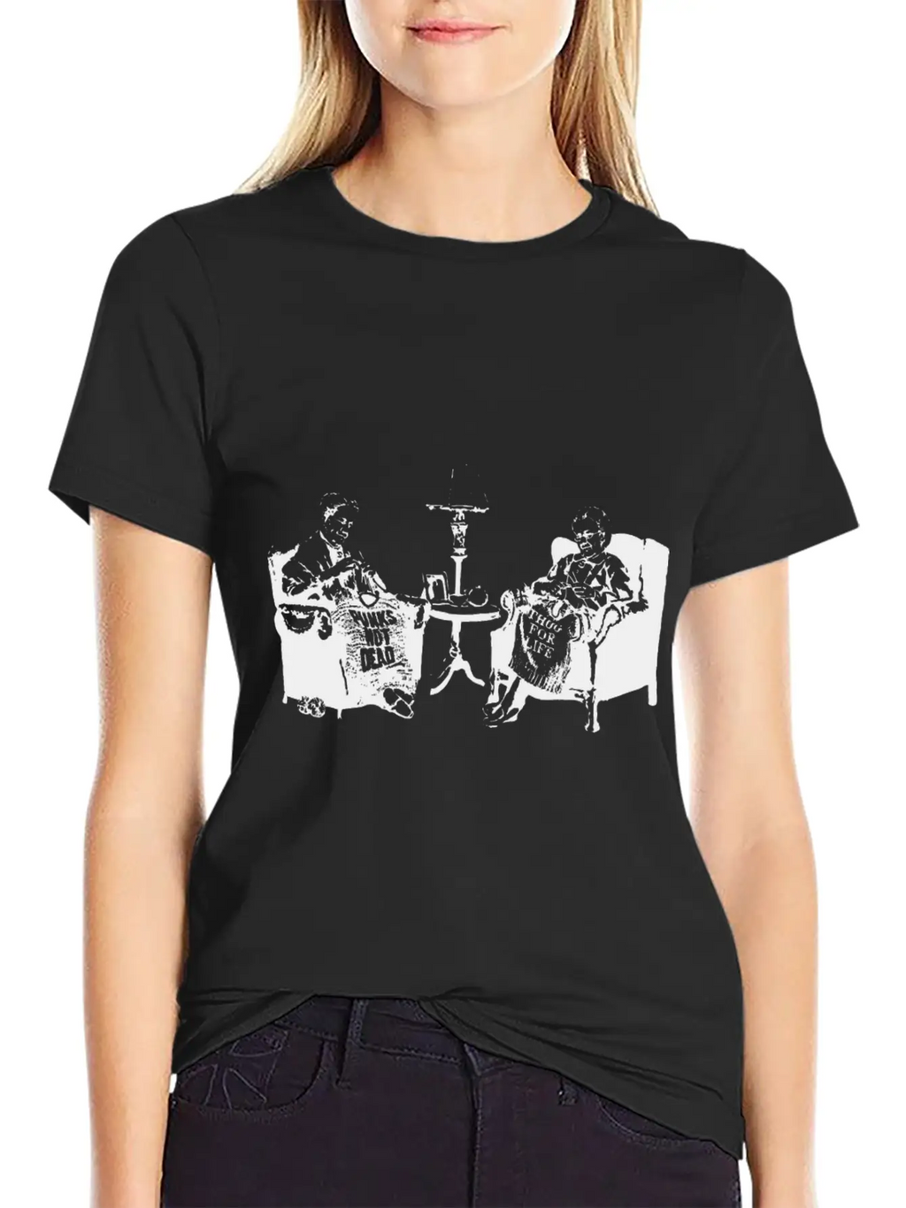 Banksy Graffiti Grannies Knitting Grandmas Stylish Everyday T-Shirt – Unisex Basic Cotton Tee