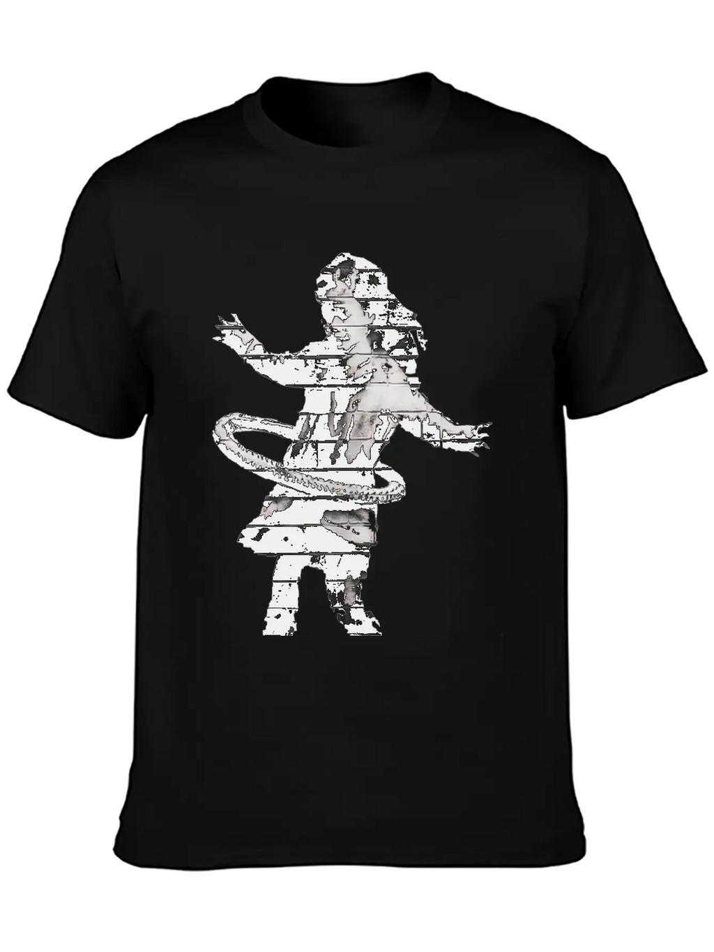 Banksy HulaHoop Girl Nottingham Ilkeston Road Unisex Short Sleeve Soft Cotton T-Shirt – Casual Everyday Wear