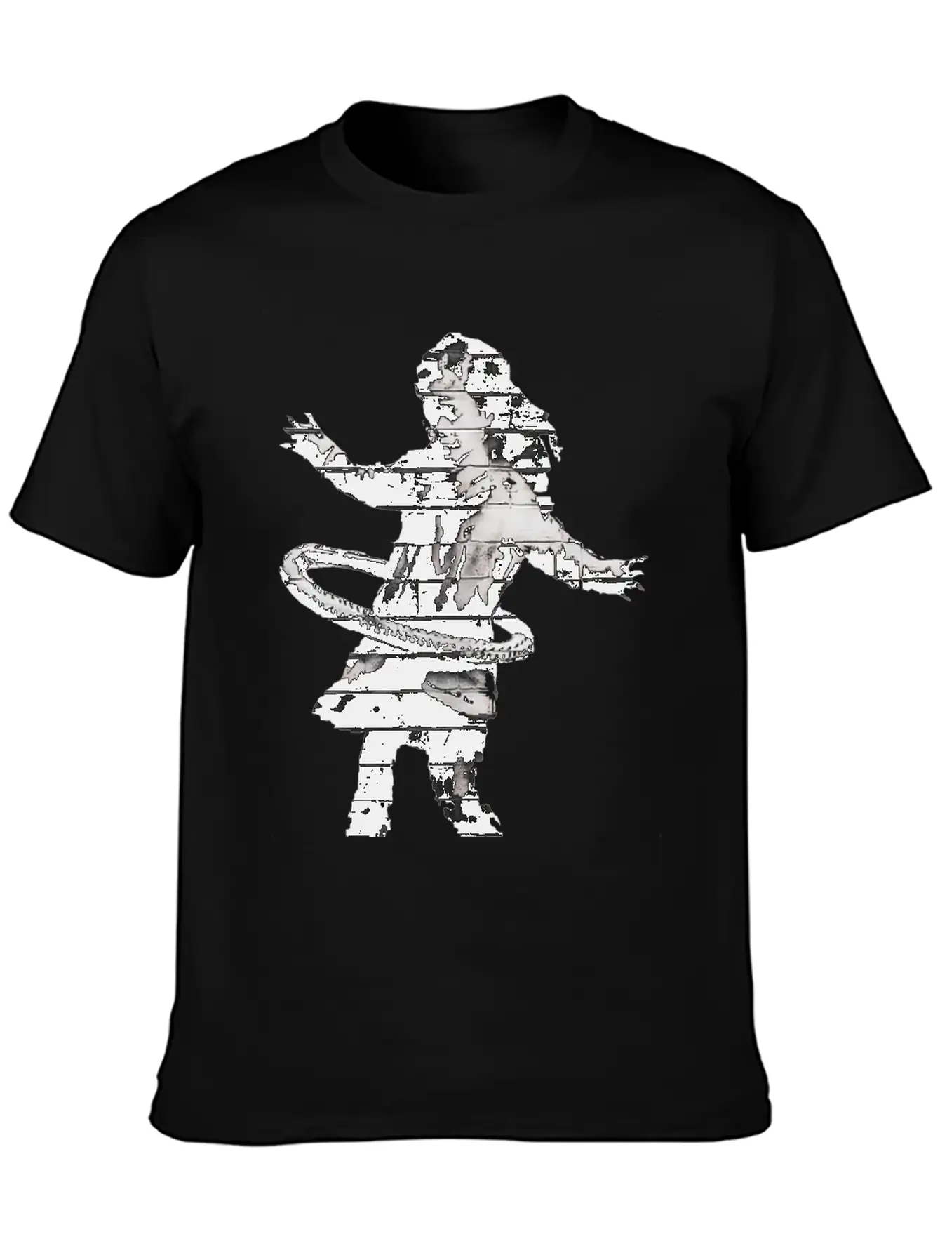 Banksy HulaHoop Girl Nottingham Ilkeston Road Unisex Short Sleeve Soft Cotton T-Shirt – Casual Everyday Wear