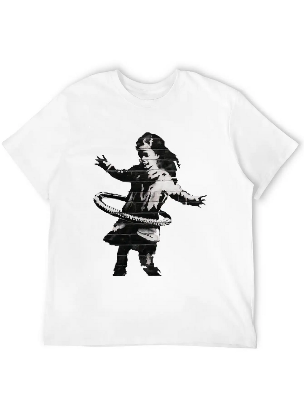 Banksy HulaHoop Girl Nottingham Ilkeston Road Unisex Short Sleeve Soft Cotton T-Shirt – Casual Everyday Wear