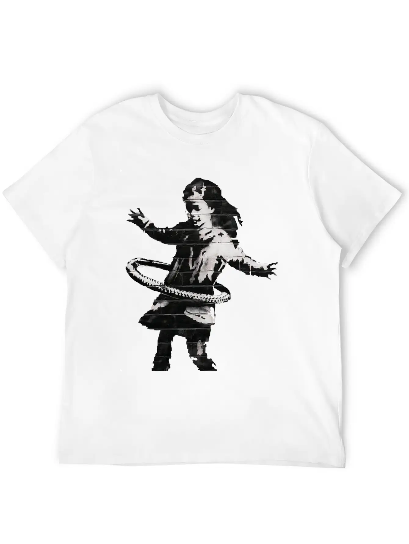 Banksy HulaHoop Girl Nottingham Ilkeston Road Unisex Short Sleeve Soft Cotton T-Shirt – Casual Everyday Wear