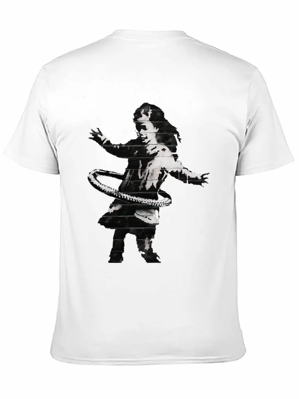 Banksy HulaHoop Girl Nottingham Ilkeston Road Unisex Short Sleeve Soft Cotton T-Shirt – Casual Everyday Wear