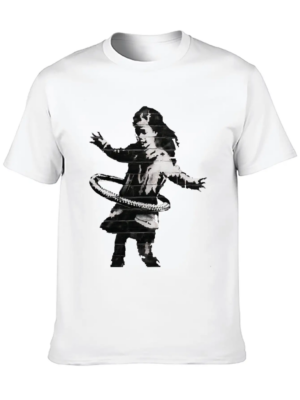 Banksy HulaHoop Girl Nottingham Ilkeston Road Unisex Short Sleeve Soft Cotton T-Shirt – Casual Everyday Wear