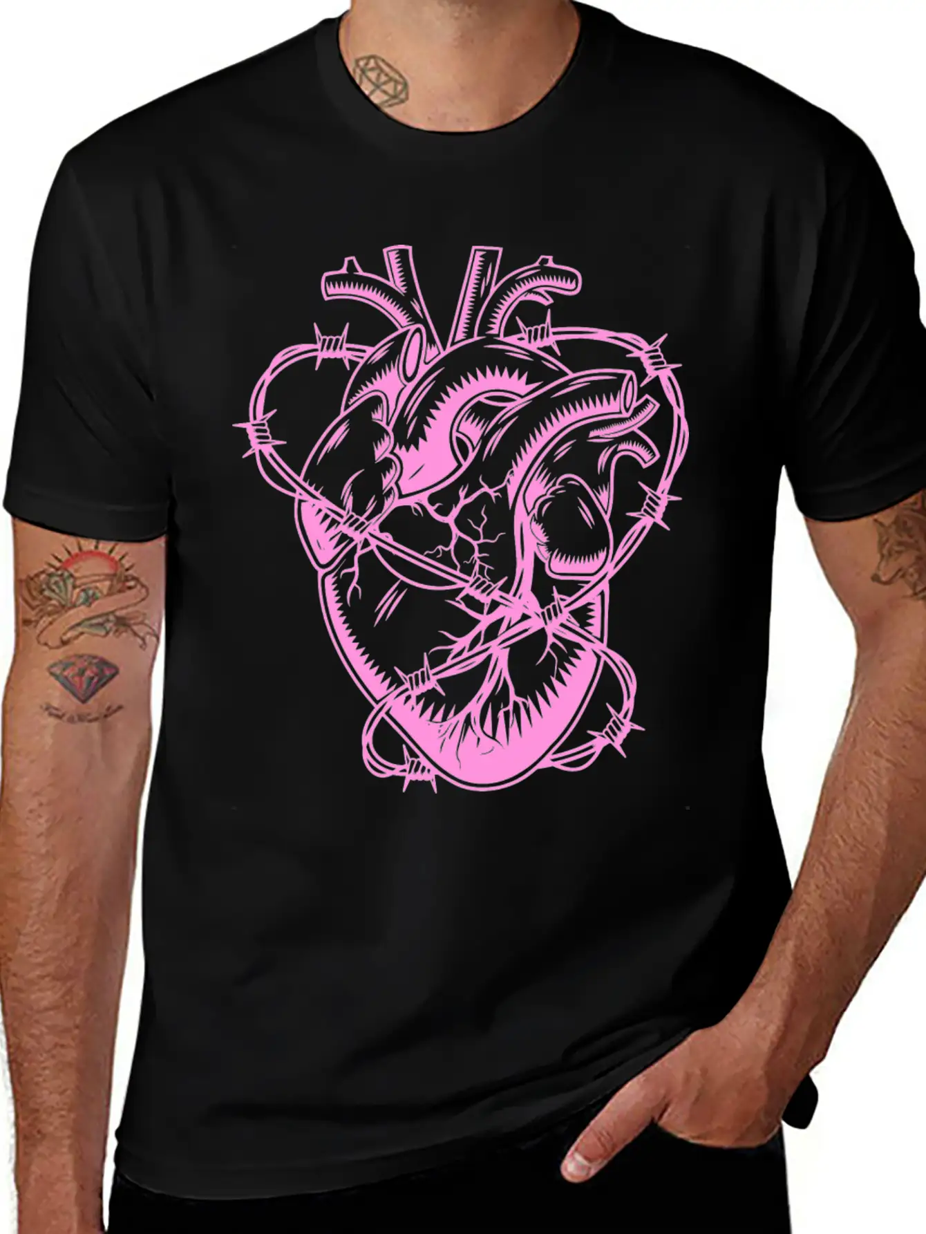 Barbed Wire Heart Breathable Soft Cotton T-Shirt – Timeless Casual Look