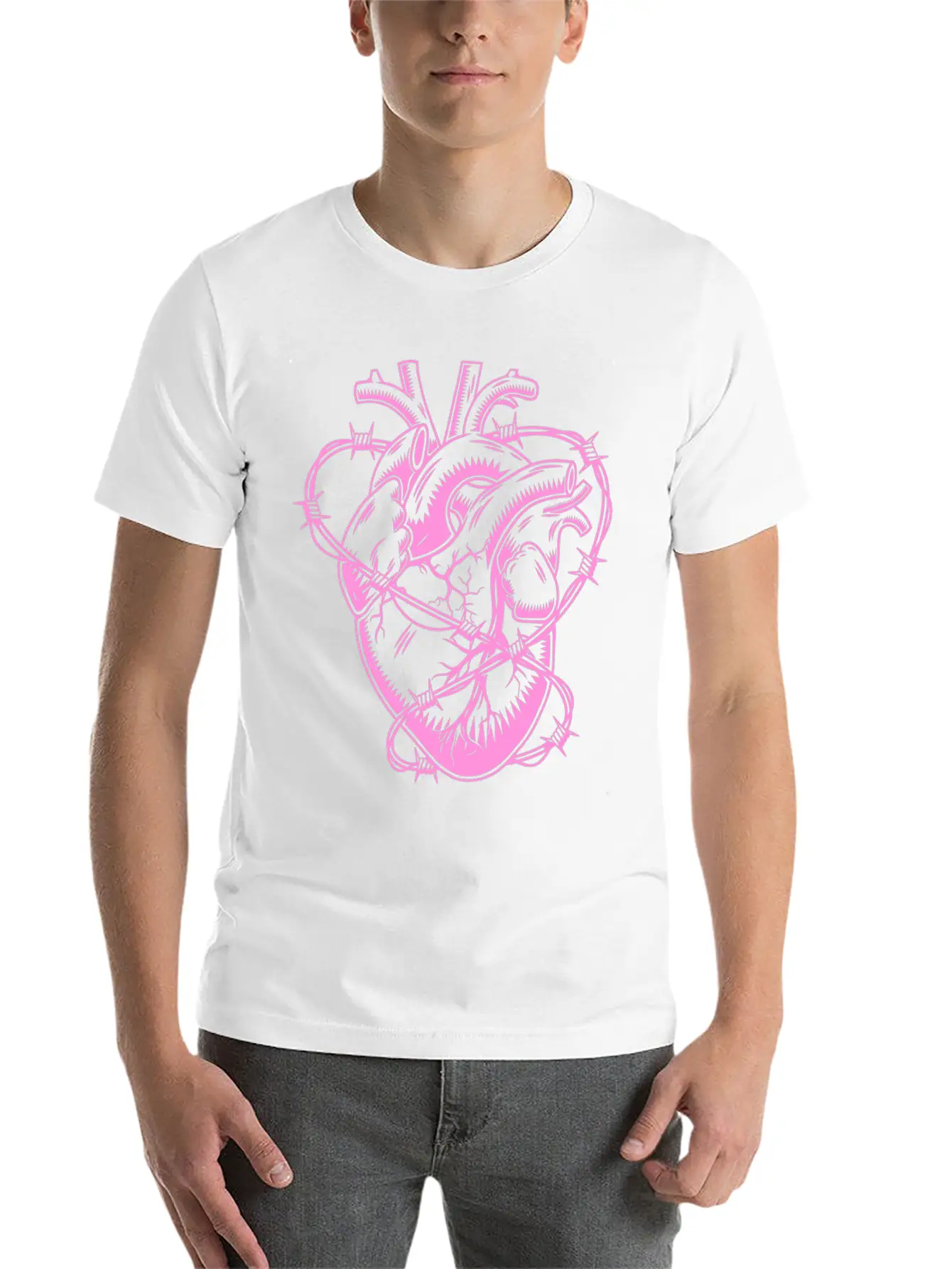 Barbed Wire Heart Breathable Soft Cotton T-Shirt – Timeless Casual Look