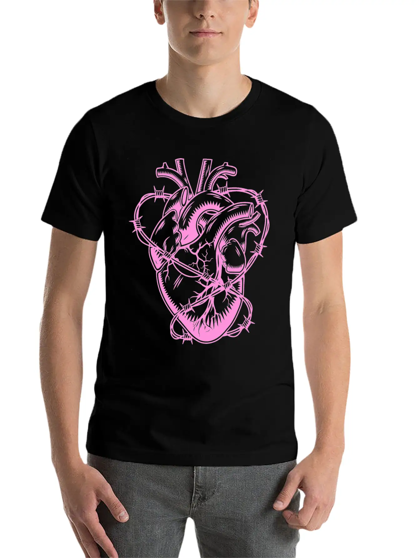 Barbed Wire Heart Breathable Soft Cotton T-Shirt – Timeless Casual Look
