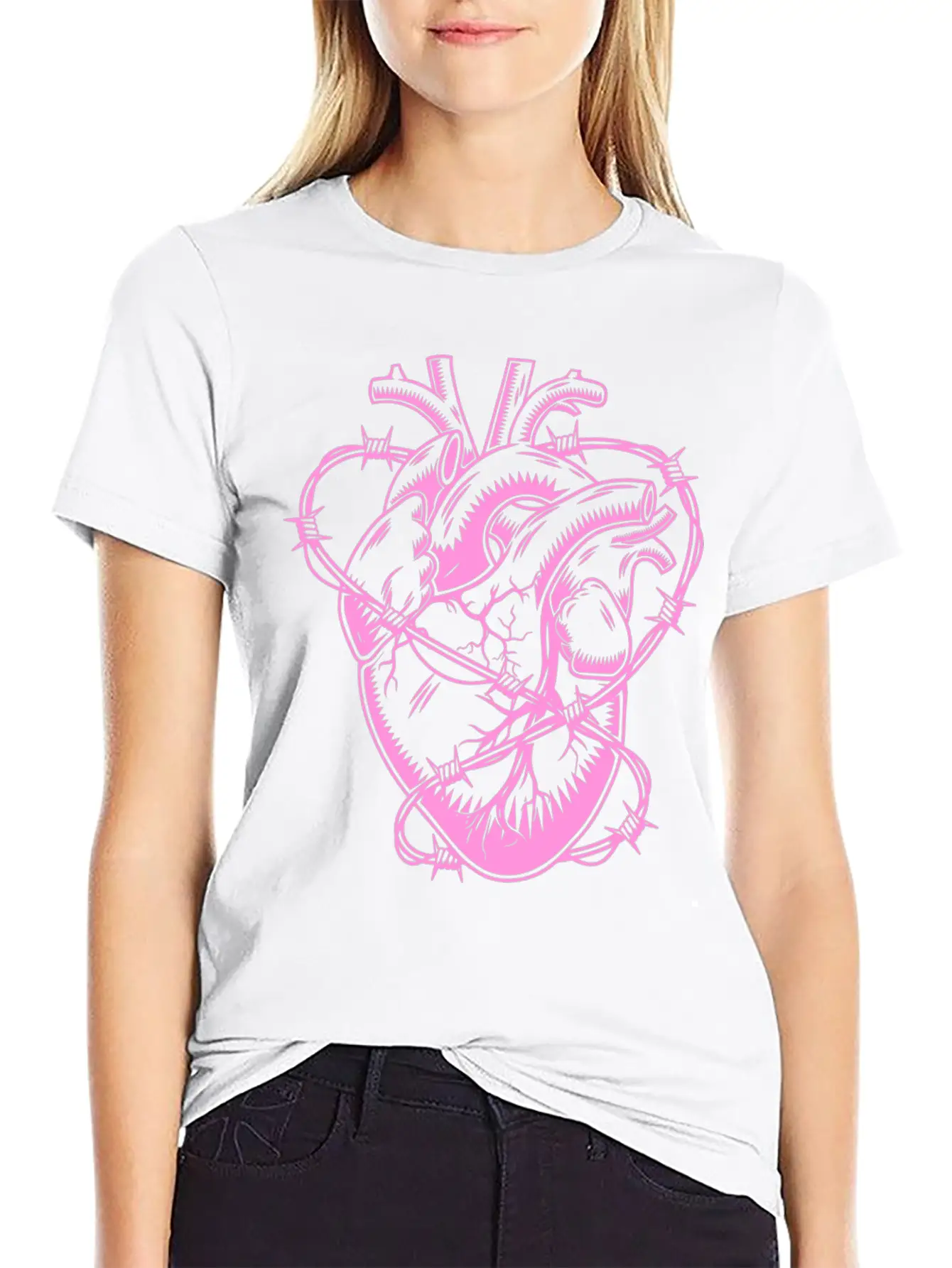 Barbed Wire Heart Breathable Soft Cotton T-Shirt – Timeless Casual Look