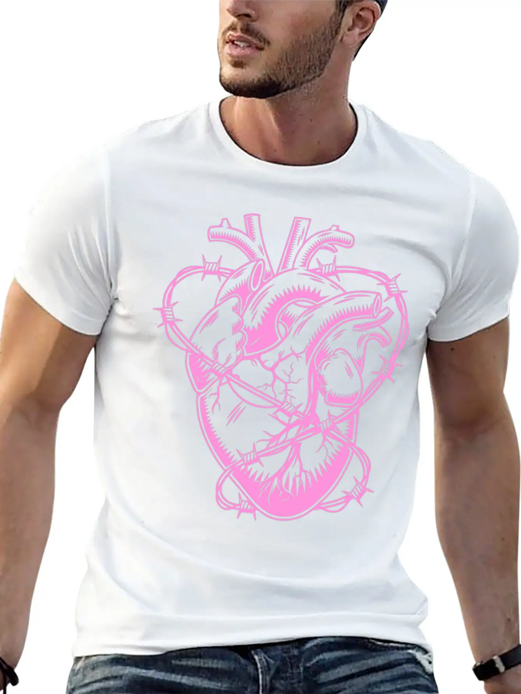Barbed Wire Heart Breathable Soft Cotton T-Shirt – Timeless Casual Look