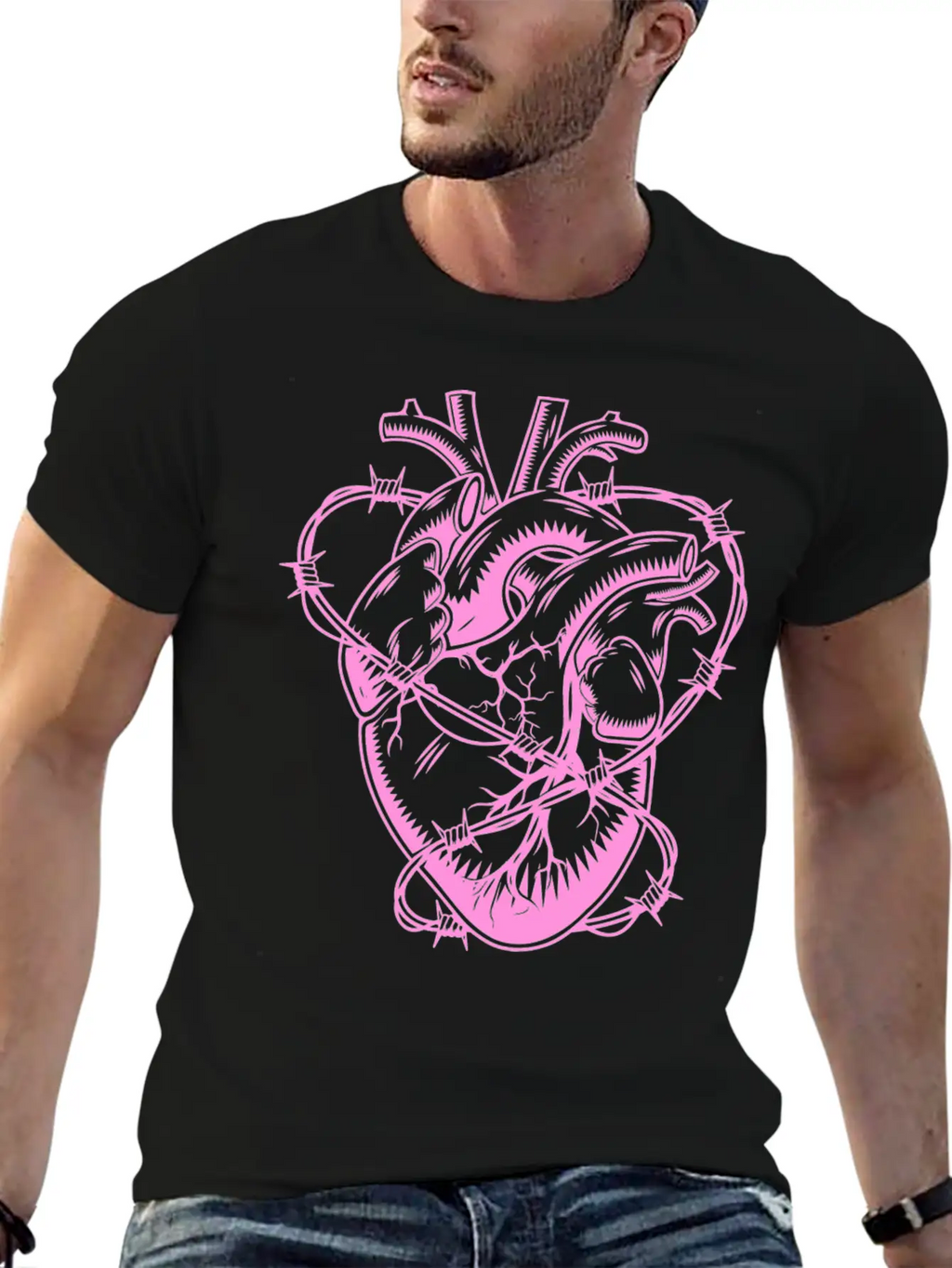 Barbed Wire Heart Breathable Soft Cotton T-Shirt – Timeless Casual Look