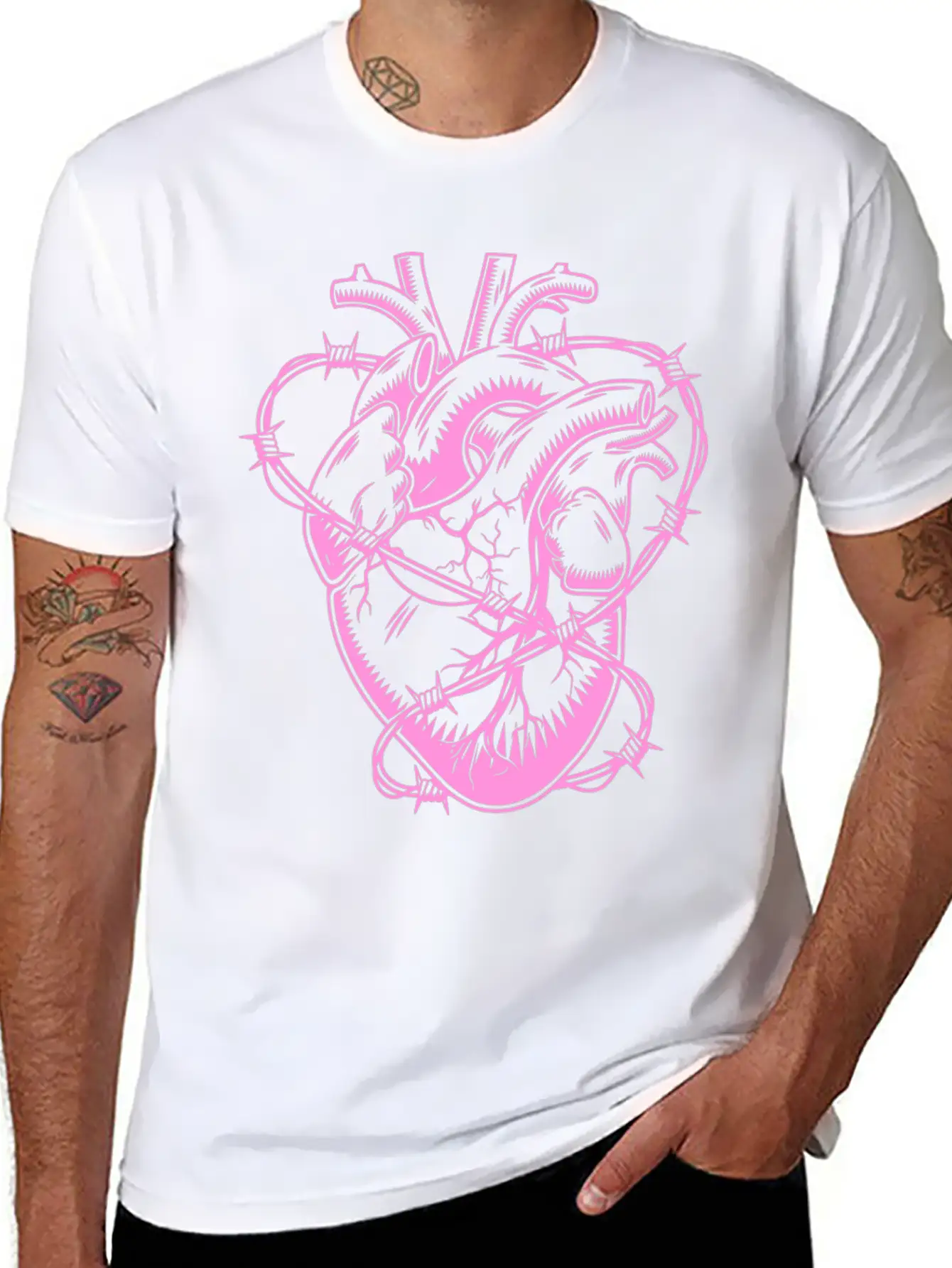 Barbed Wire Heart Breathable Soft Cotton T-Shirt – Timeless Casual Look