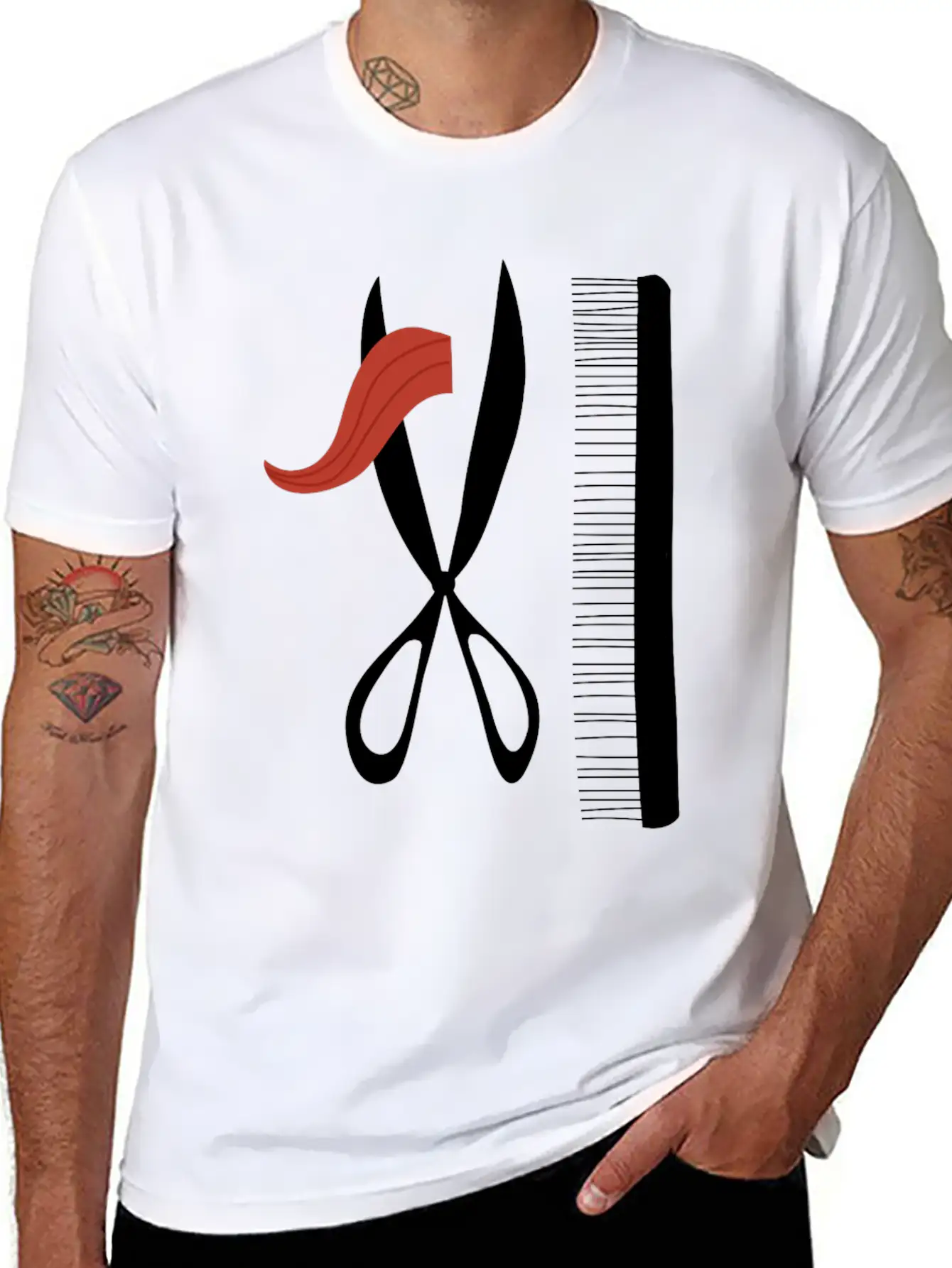 Barber Mustache Gentlemans Grooming Hairdresser Unisex Short Sleeve Soft Cotton T-Shirt – Casual Everyday Wear