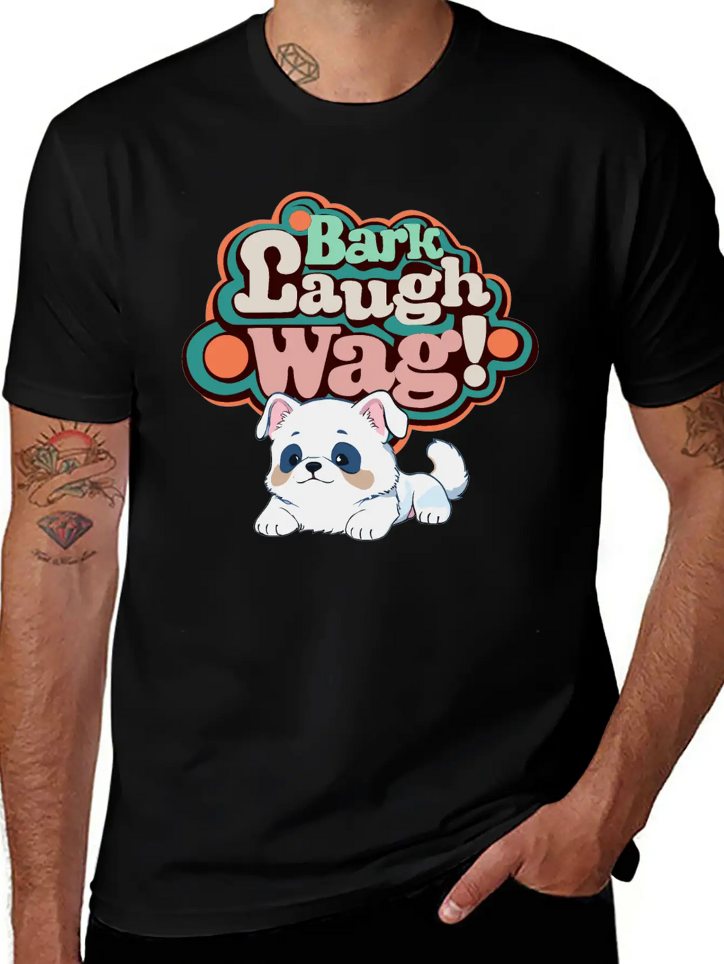 Bark, Laugh, Wag! Unisex Short Sleeve Soft Cotton T-Shirt – Casual Everyday Wear