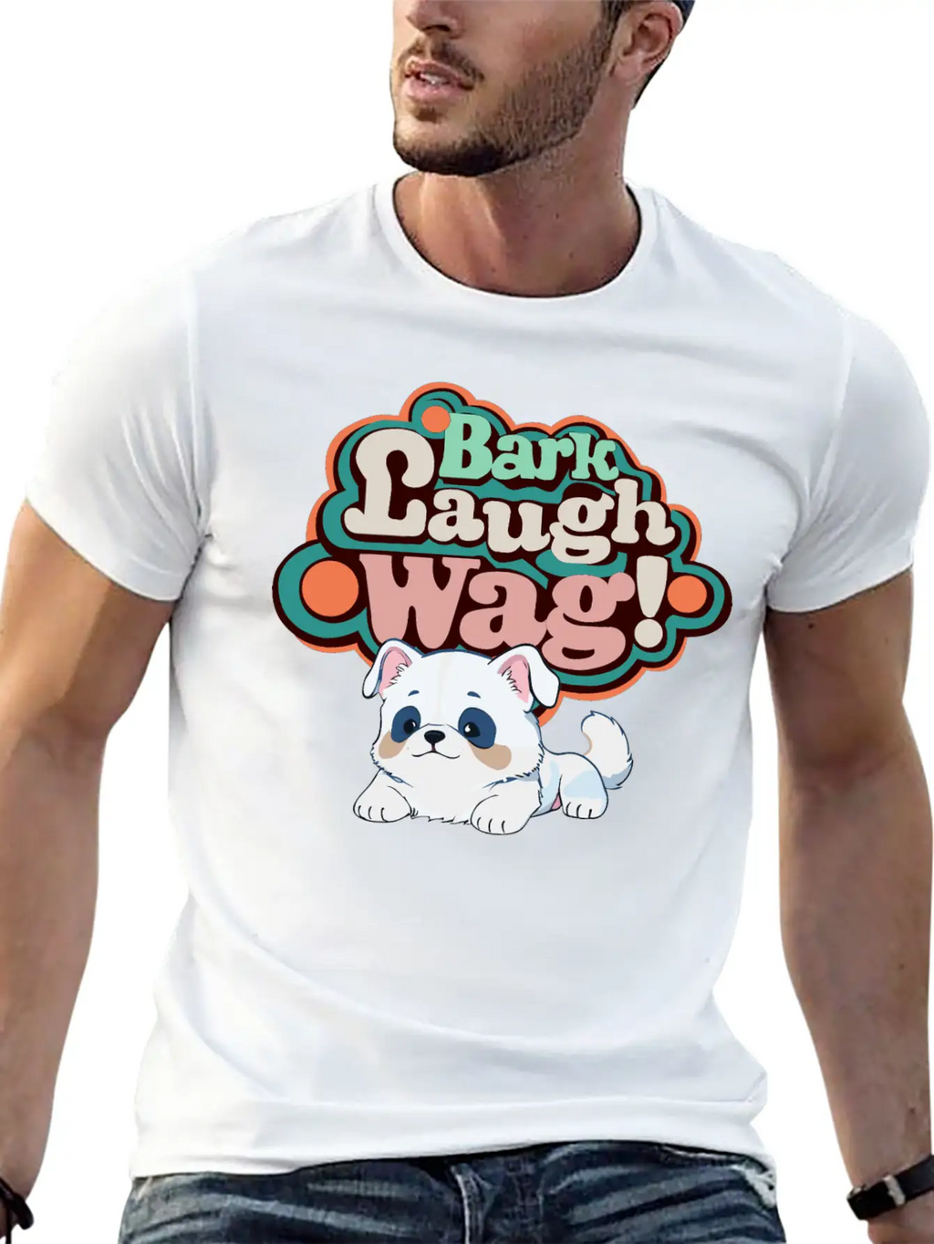 Bark, Laugh, Wag! Unisex Short Sleeve Soft Cotton T-Shirt – Casual Everyday Wear