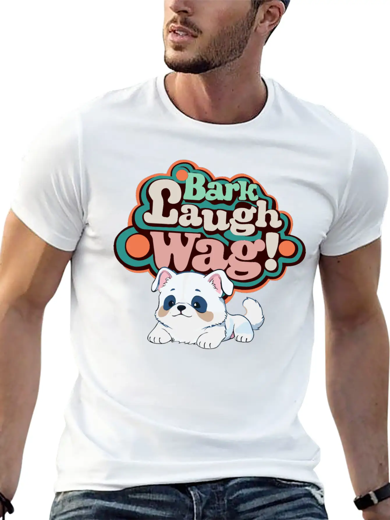 Bark, Laugh, Wag! Unisex Short Sleeve Soft Cotton T-Shirt – Casual Everyday Wear