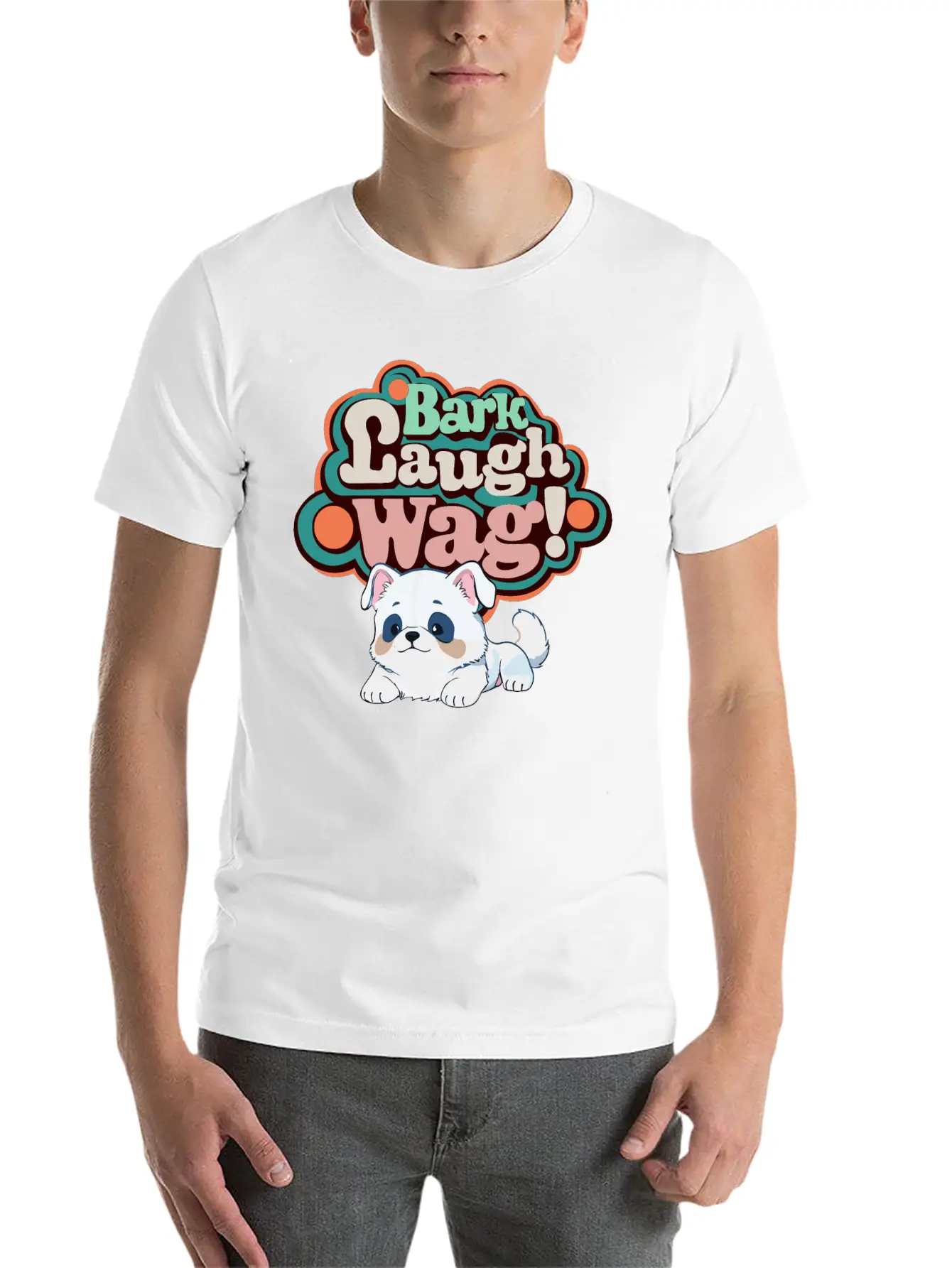Bark, Laugh, Wag! Unisex Short Sleeve Soft Cotton T-Shirt – Casual Everyday Wear