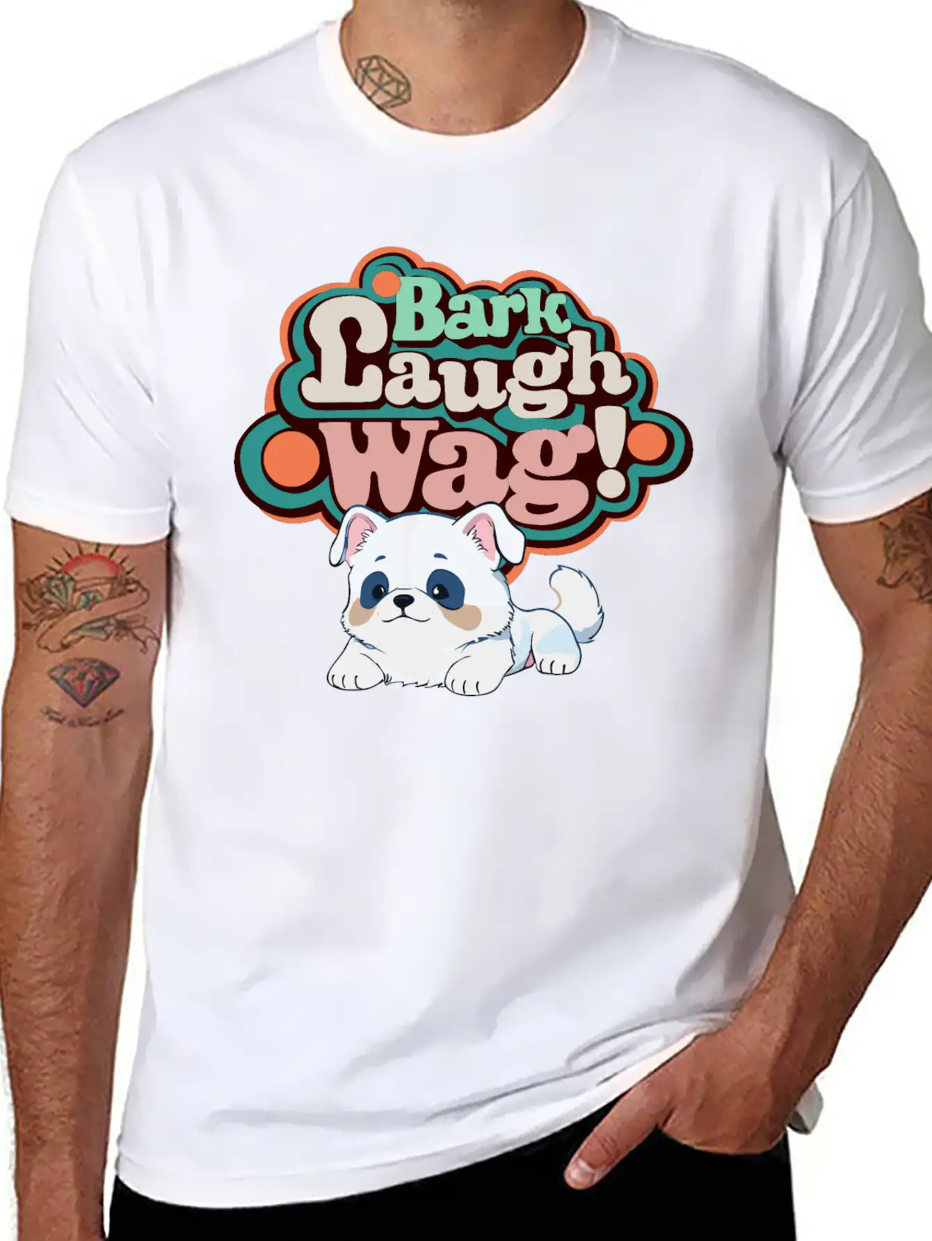 Bark, Laugh, Wag! Unisex Short Sleeve Soft Cotton T-Shirt – Casual Everyday Wear