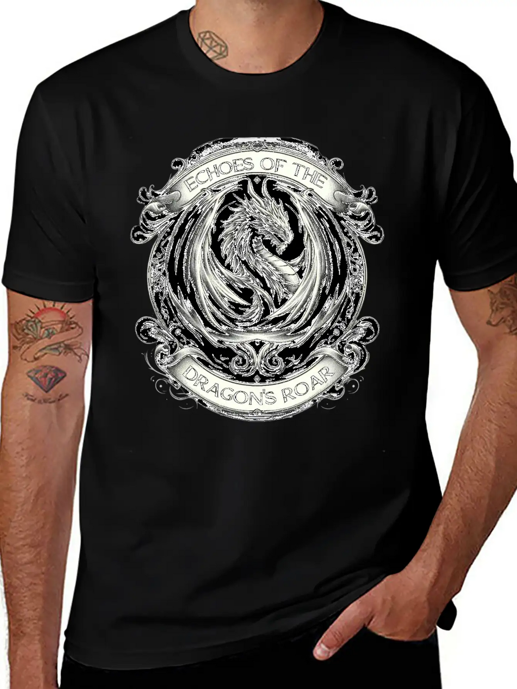 Baroque Dragon's Mighty Roar Breathable Soft Cotton T-Shirt – Timeless Casual Look