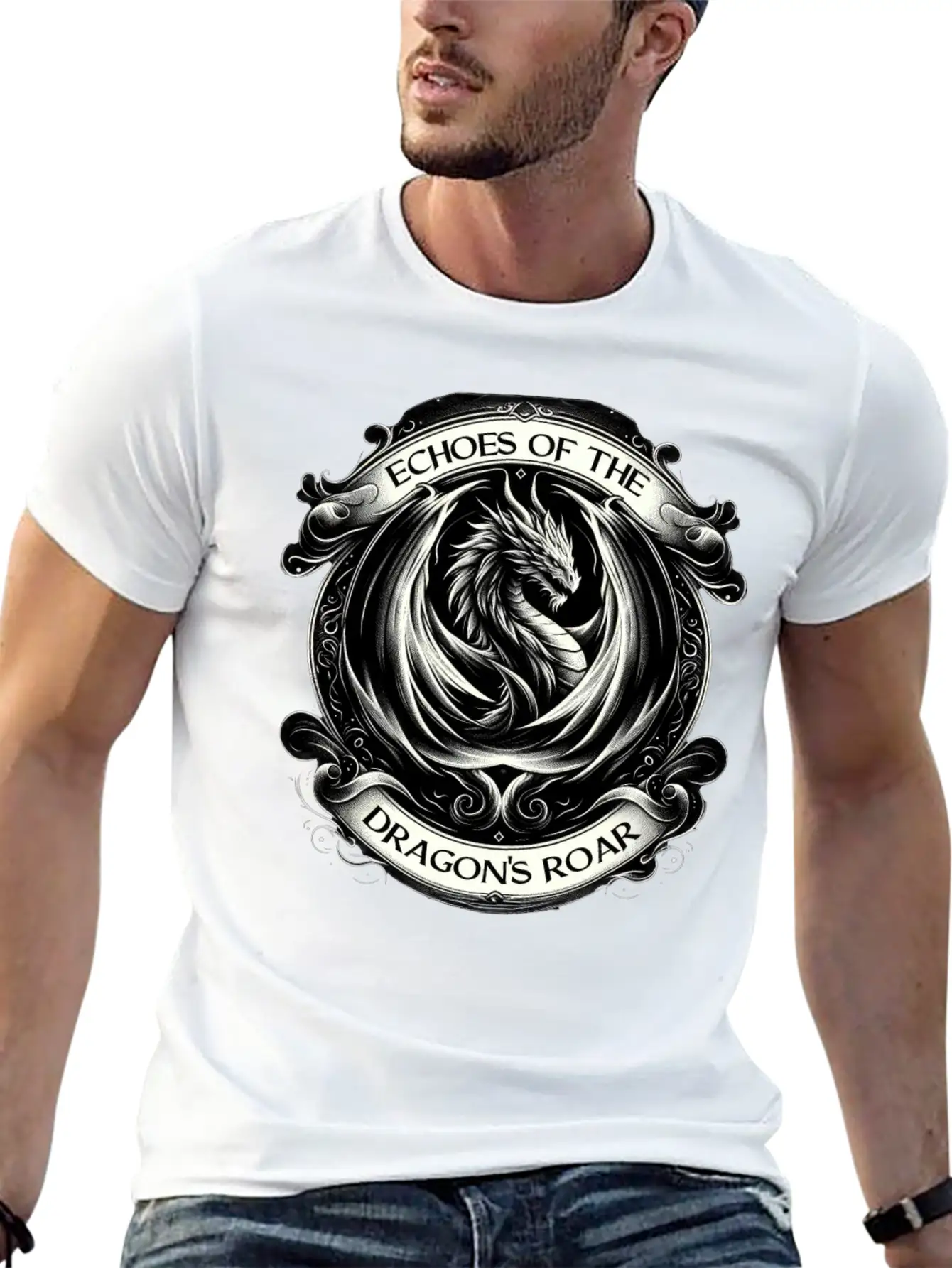 Baroque Dragon's Mighty Roar Breathable Soft Cotton T-Shirt – Timeless Casual Look