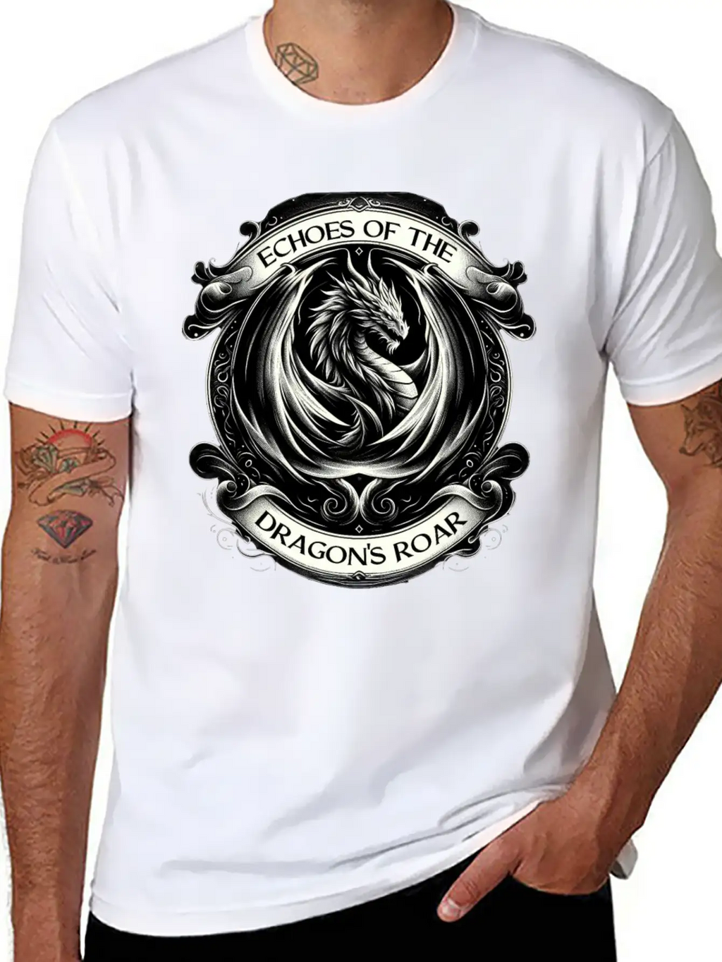 Baroque Dragon's Mighty Roar Breathable Soft Cotton T-Shirt – Timeless Casual Look