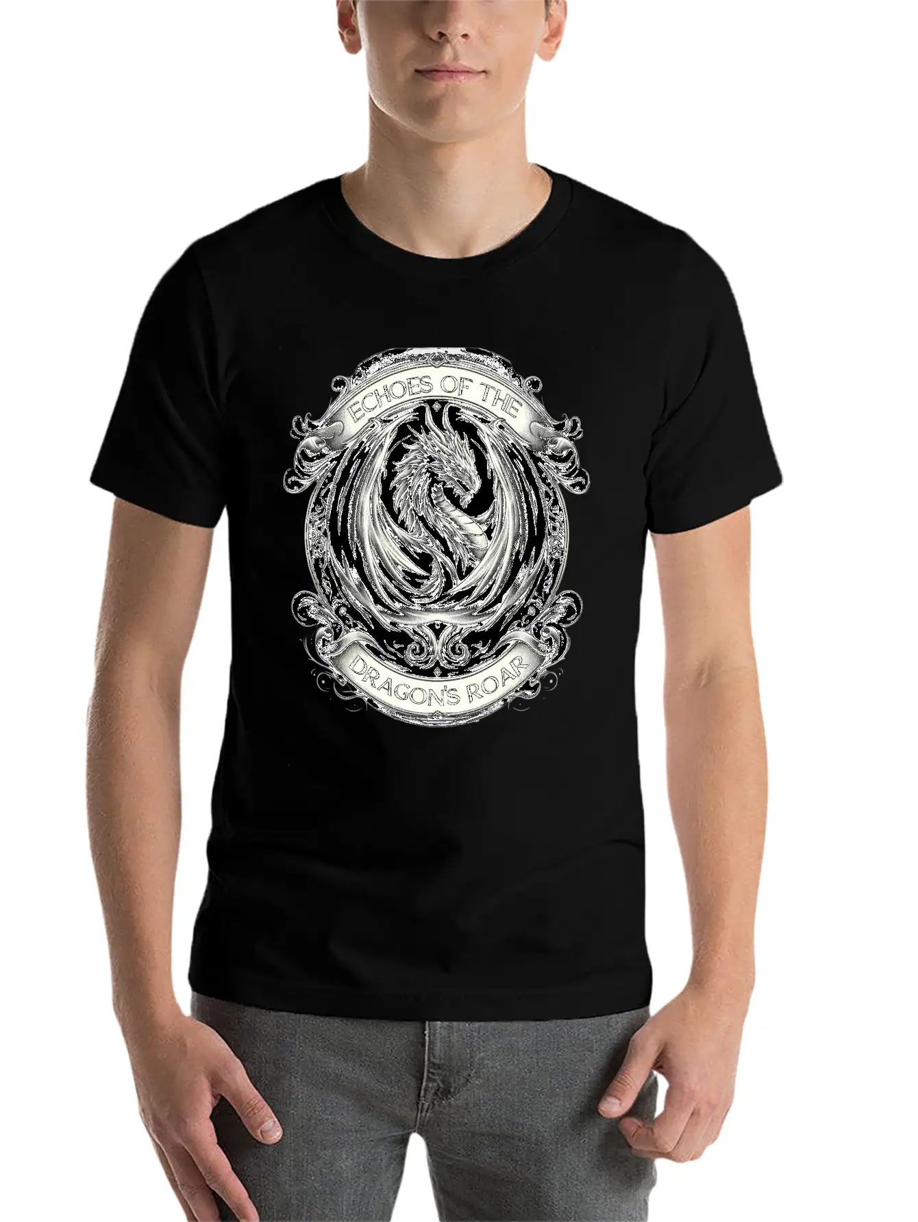 Baroque Dragon's Mighty Roar Breathable Soft Cotton T-Shirt – Timeless Casual Look