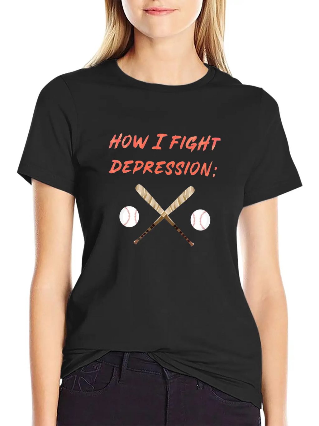 Baseball How I Fight Depression Homerun Hit Breathable Soft Cotton T-Shirt – Timeless Casual Look