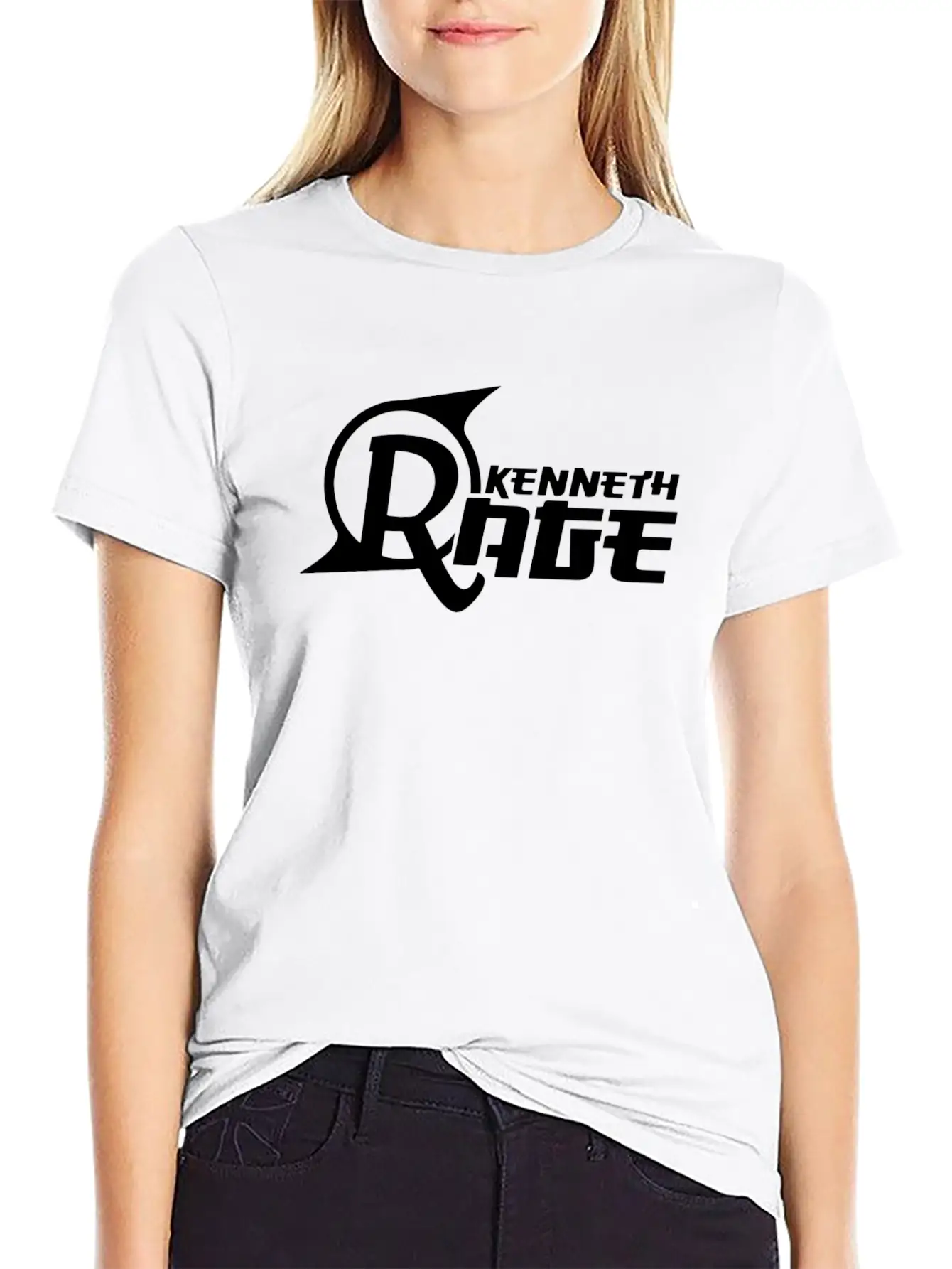 Basic Black Kenneth Rage Impression Casual Graphic T-Shirt – Simple And Comfortable Daily Wear