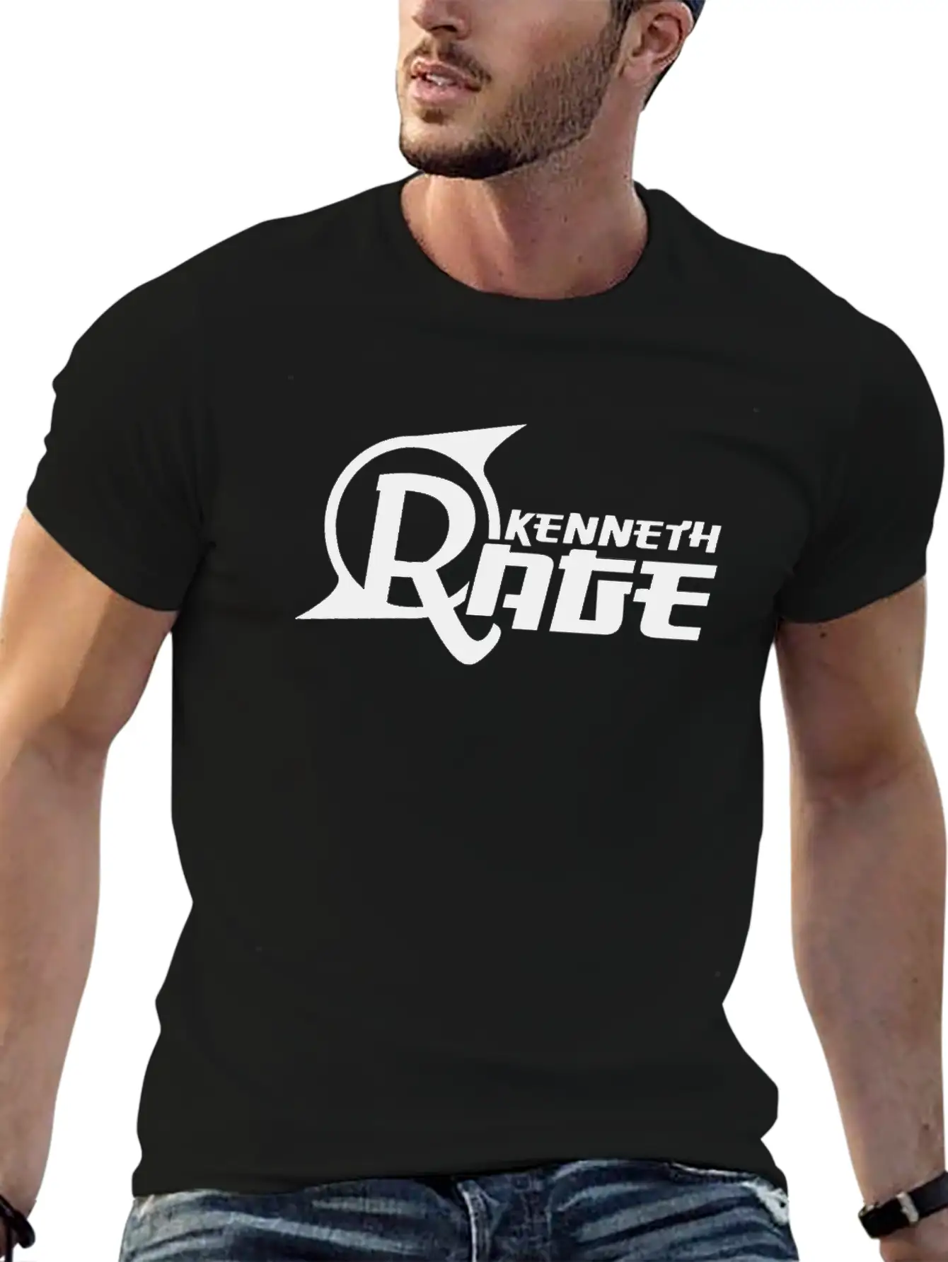 Basic Black Kenneth Rage Impression Casual Graphic T-Shirt – Simple And Comfortable Daily Wear