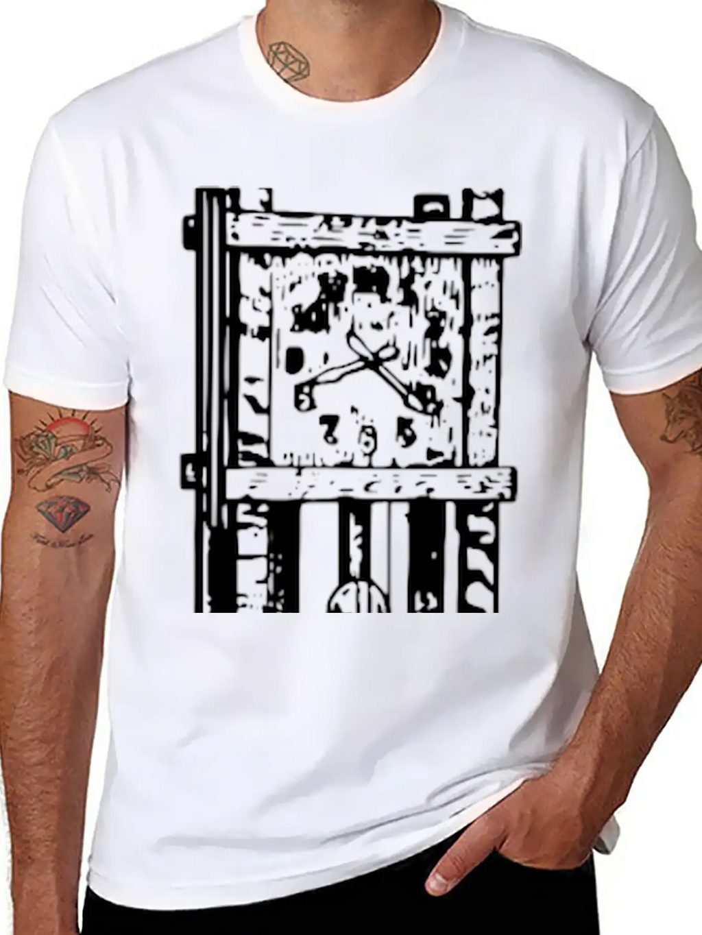 Basic Grandfather Clock Casual Graphic T-Shirt – Simple And Comfortable Daily Wear