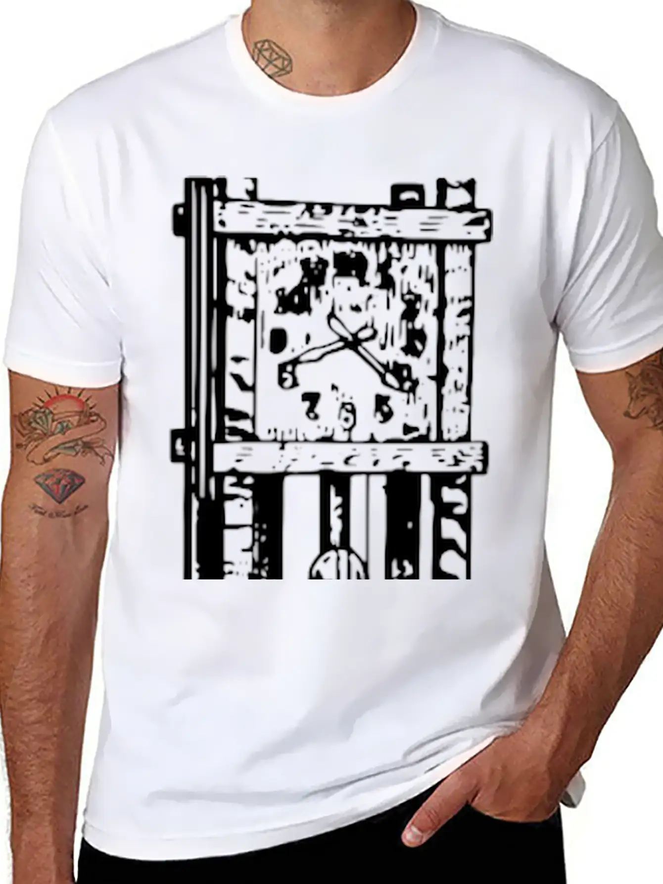 Basic Grandfather Clock Casual Graphic T-Shirt – Simple And Comfortable Daily Wear