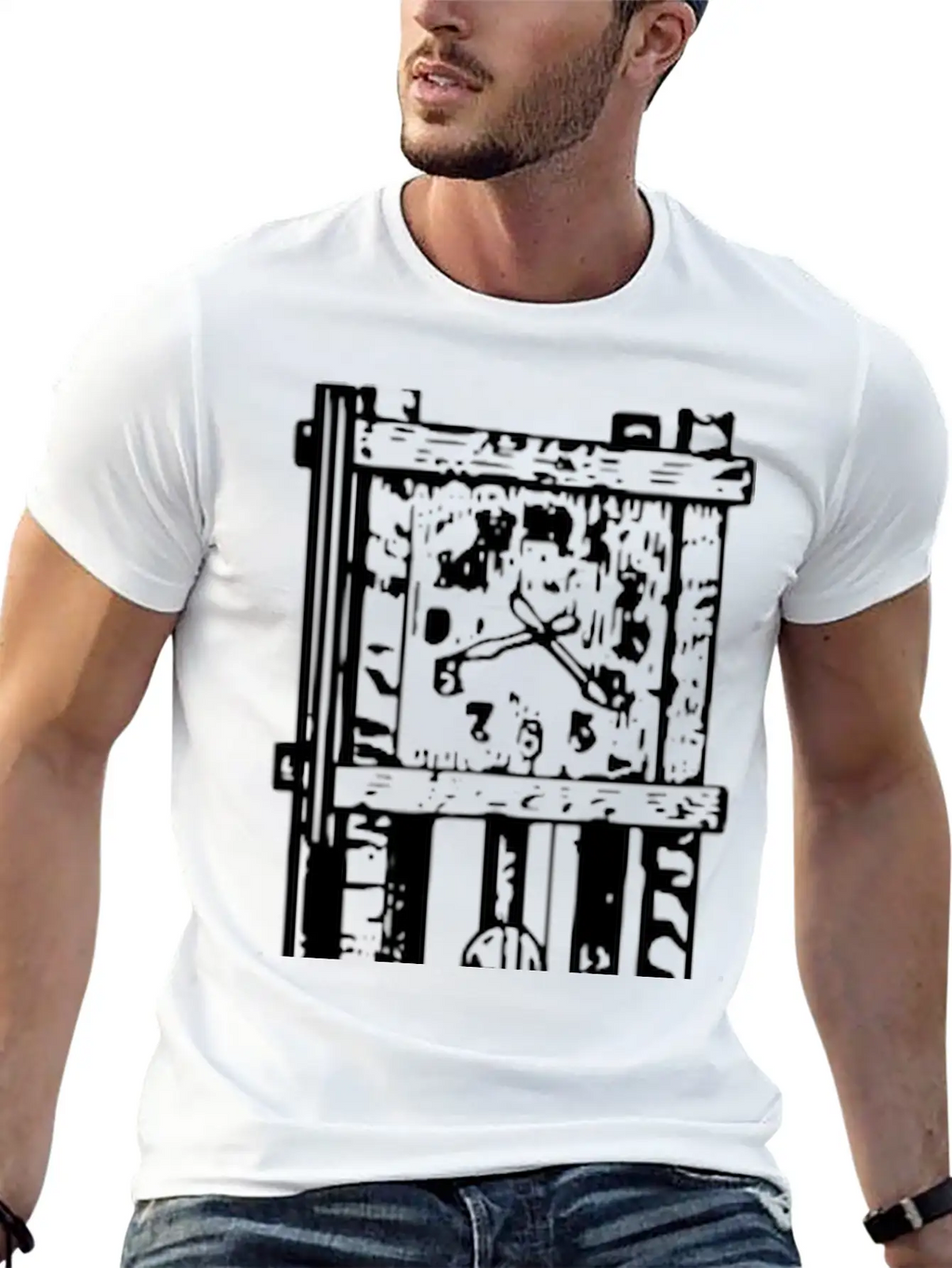 Basic Grandfather Clock Casual Graphic T-Shirt – Simple And Comfortable Daily Wear