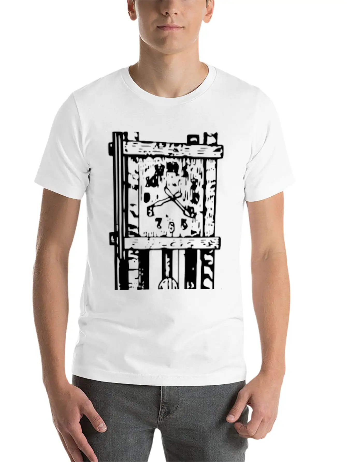 Basic Grandfather Clock Casual Graphic T-Shirt – Simple And Comfortable Daily Wear