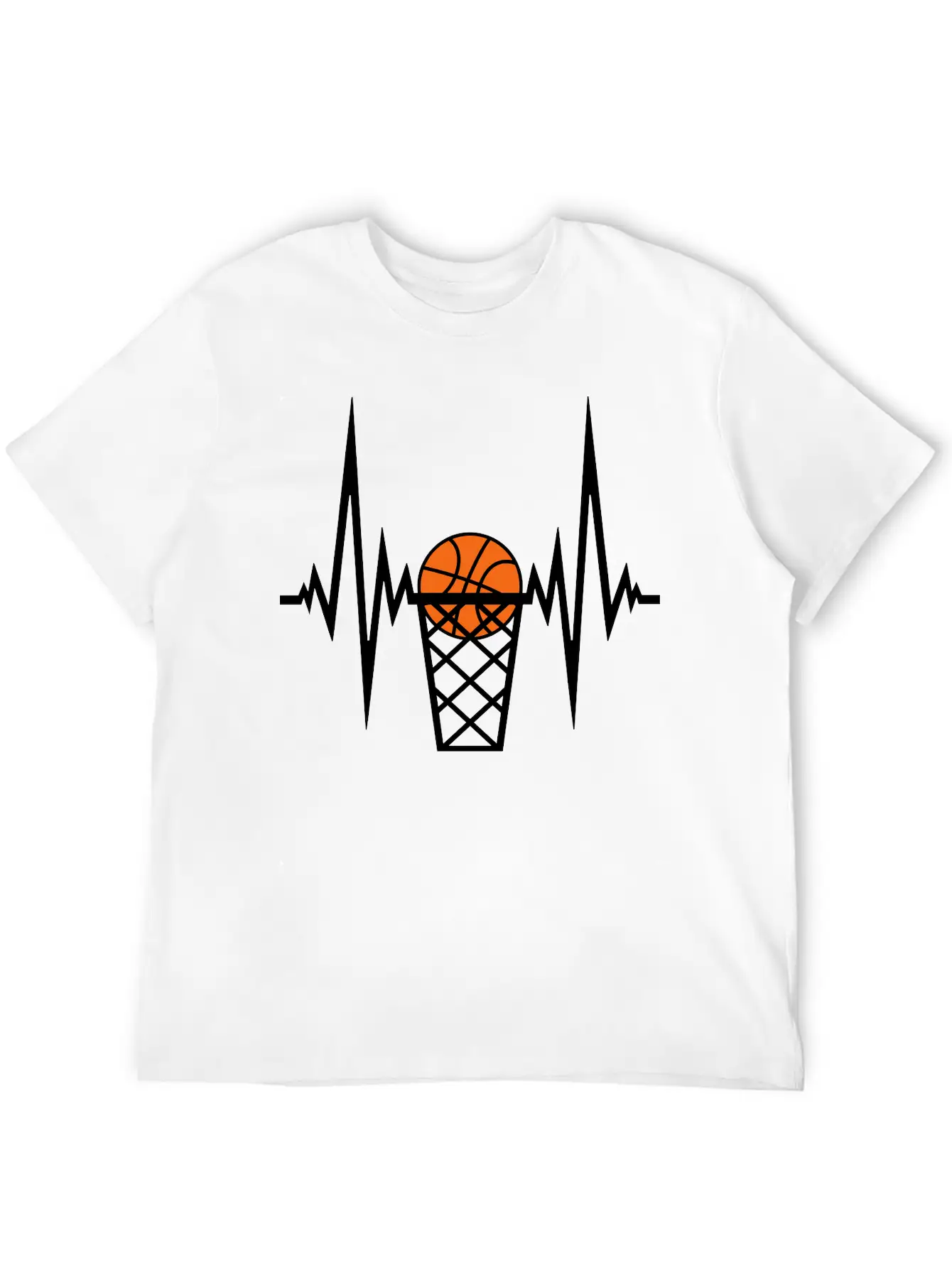 Basketball Pulse Frequency Heartbeat Hit Goal In N Unisex Short Sleeve Soft Cotton T-Shirt – Casual Everyday Wear