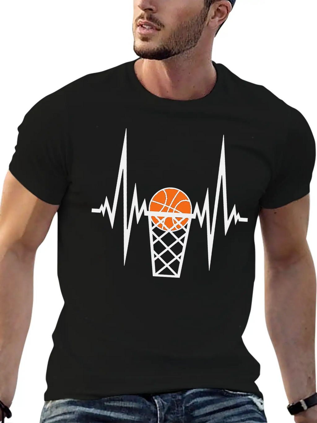 Basketball Pulse Frequency Heartbeat Hit Goal In N Unisex Short Sleeve Soft Cotton T-Shirt – Casual Everyday Wear