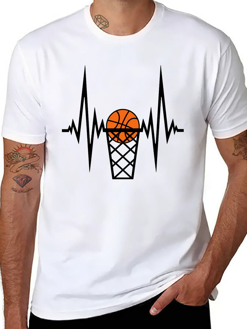 Basketball Pulse Frequency Heartbeat Hit Goal In N Unisex Short Sleeve Soft Cotton T-Shirt – Casual Everyday Wear