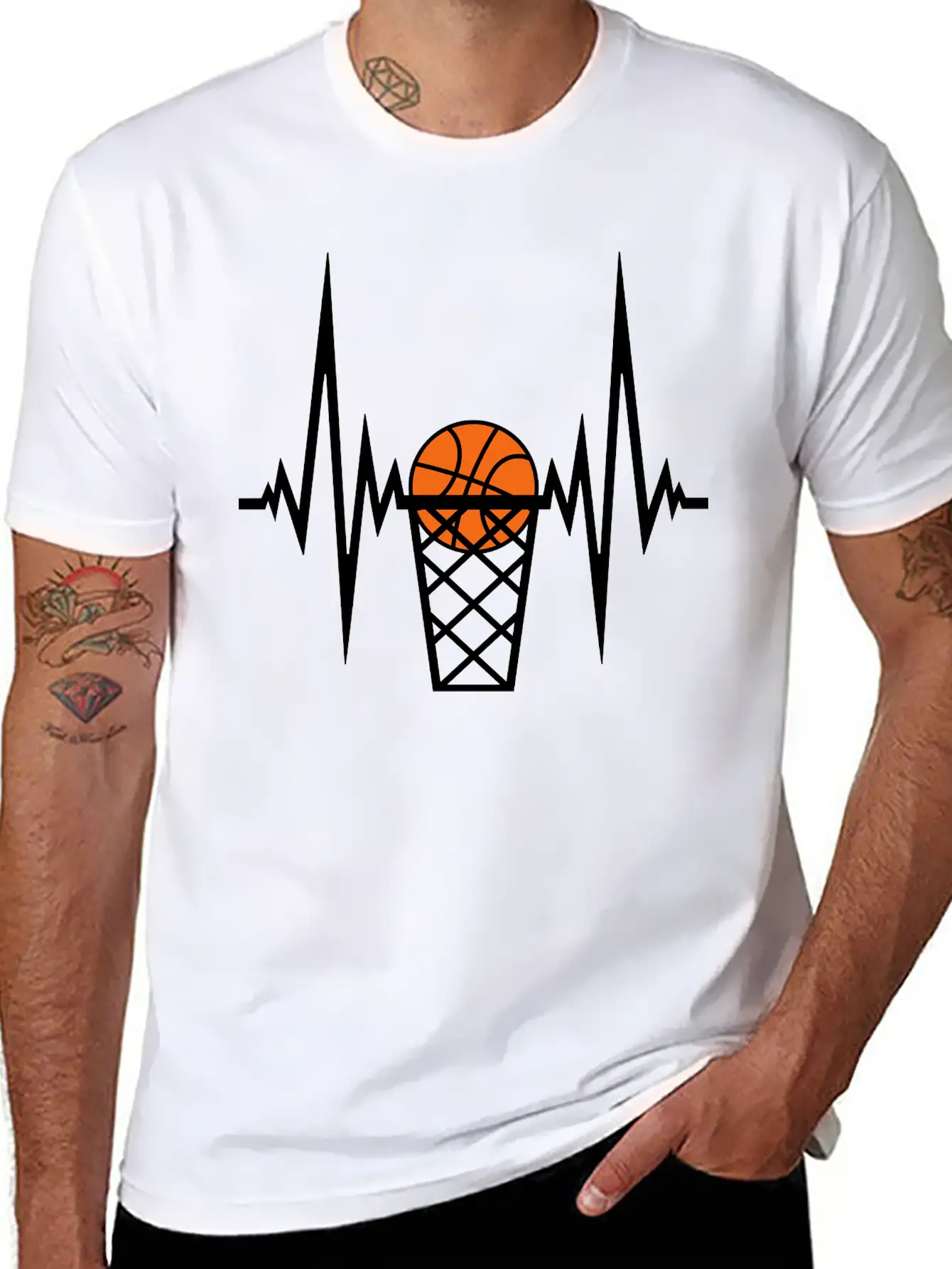 Basketball Pulse Frequency Heartbeat Hit Goal In N Unisex Short Sleeve Soft Cotton T-Shirt – Casual Everyday Wear