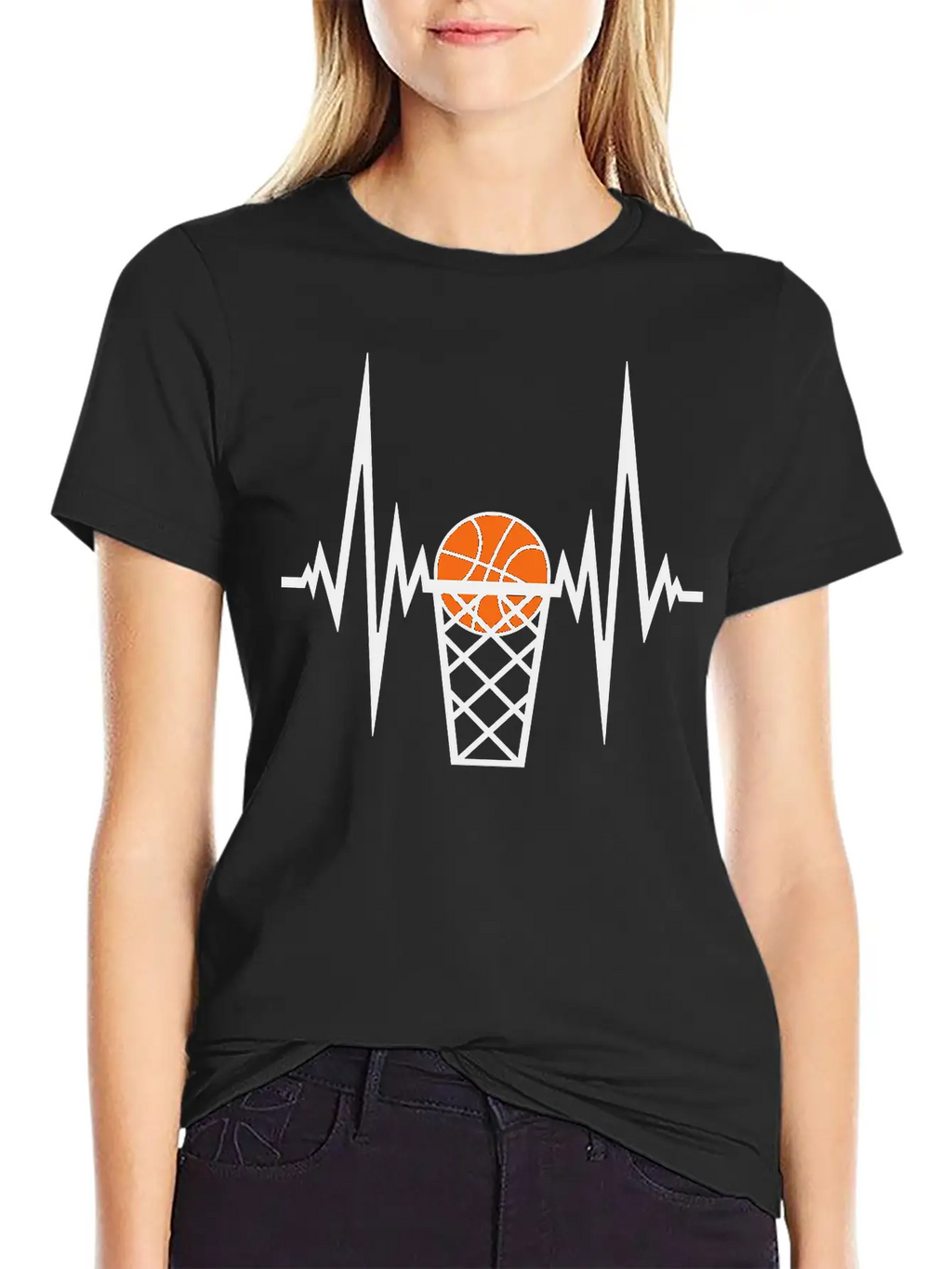 Basketball Pulse Frequency Heartbeat Hit Goal In N Unisex Short Sleeve Soft Cotton T-Shirt – Casual Everyday Wear