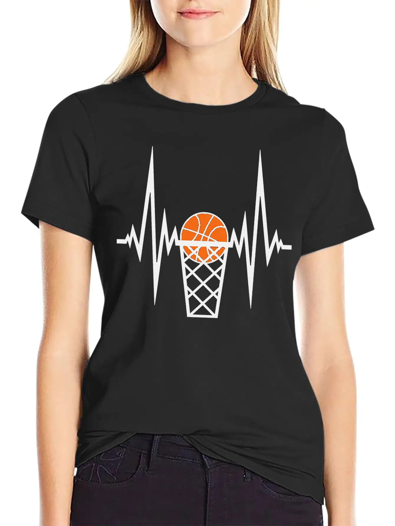 Basketball Pulse Frequency Heartbeat Hit Goal In N Unisex Short Sleeve Soft Cotton T-Shirt – Casual Everyday Wear