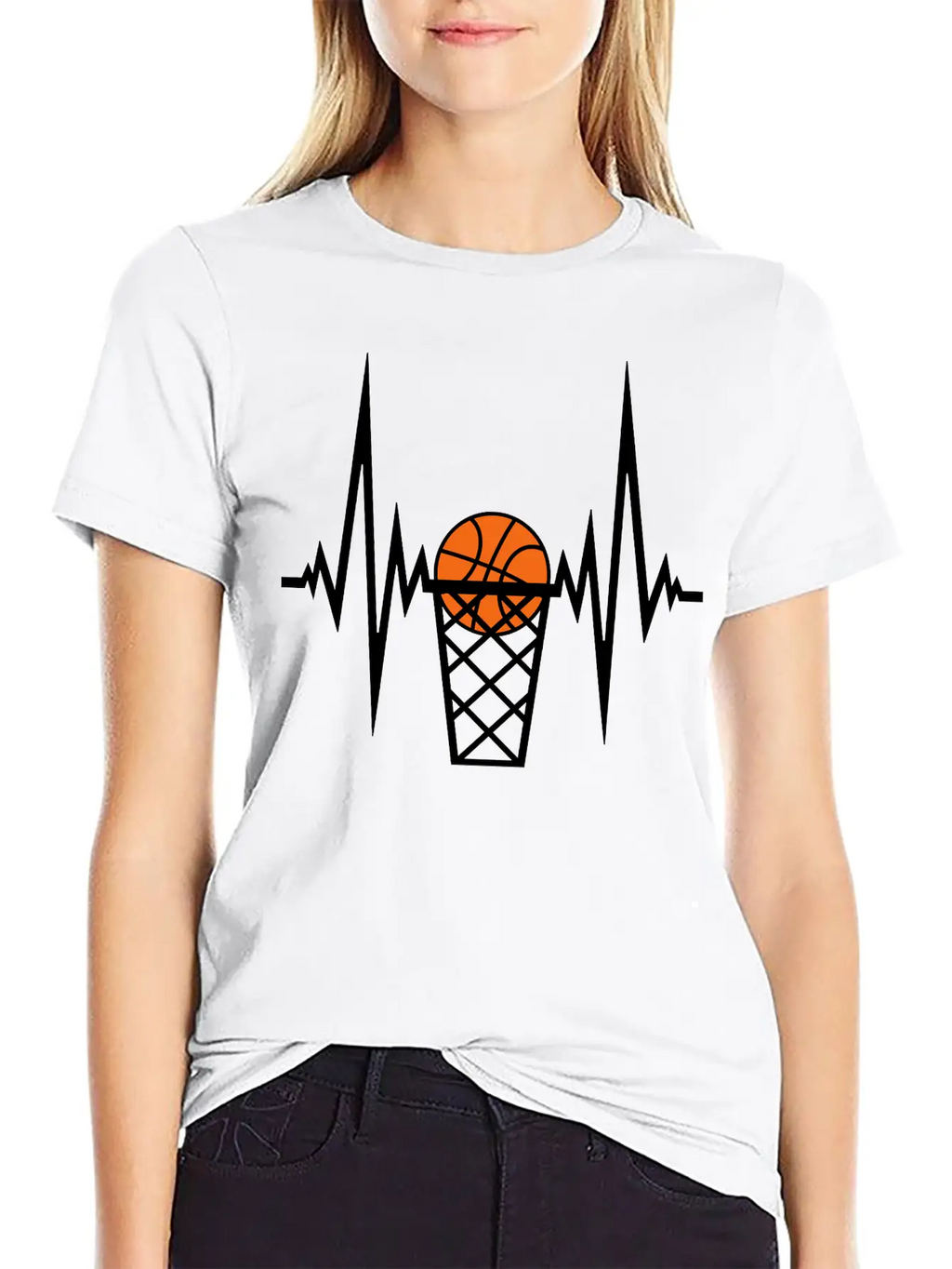 Basketball Pulse Frequency Heartbeat Hit Goal In N Unisex Short Sleeve Soft Cotton T-Shirt – Casual Everyday Wear