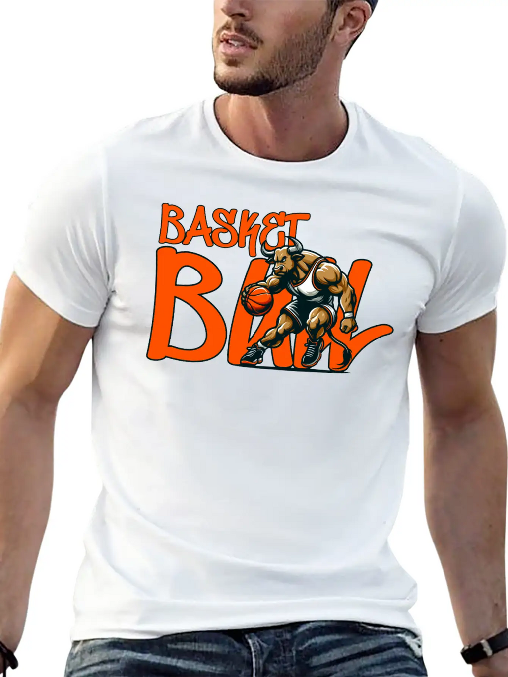 Basket(BULL) Design Stylish Everyday T-Shirt – Unisex Basic Cotton Tee