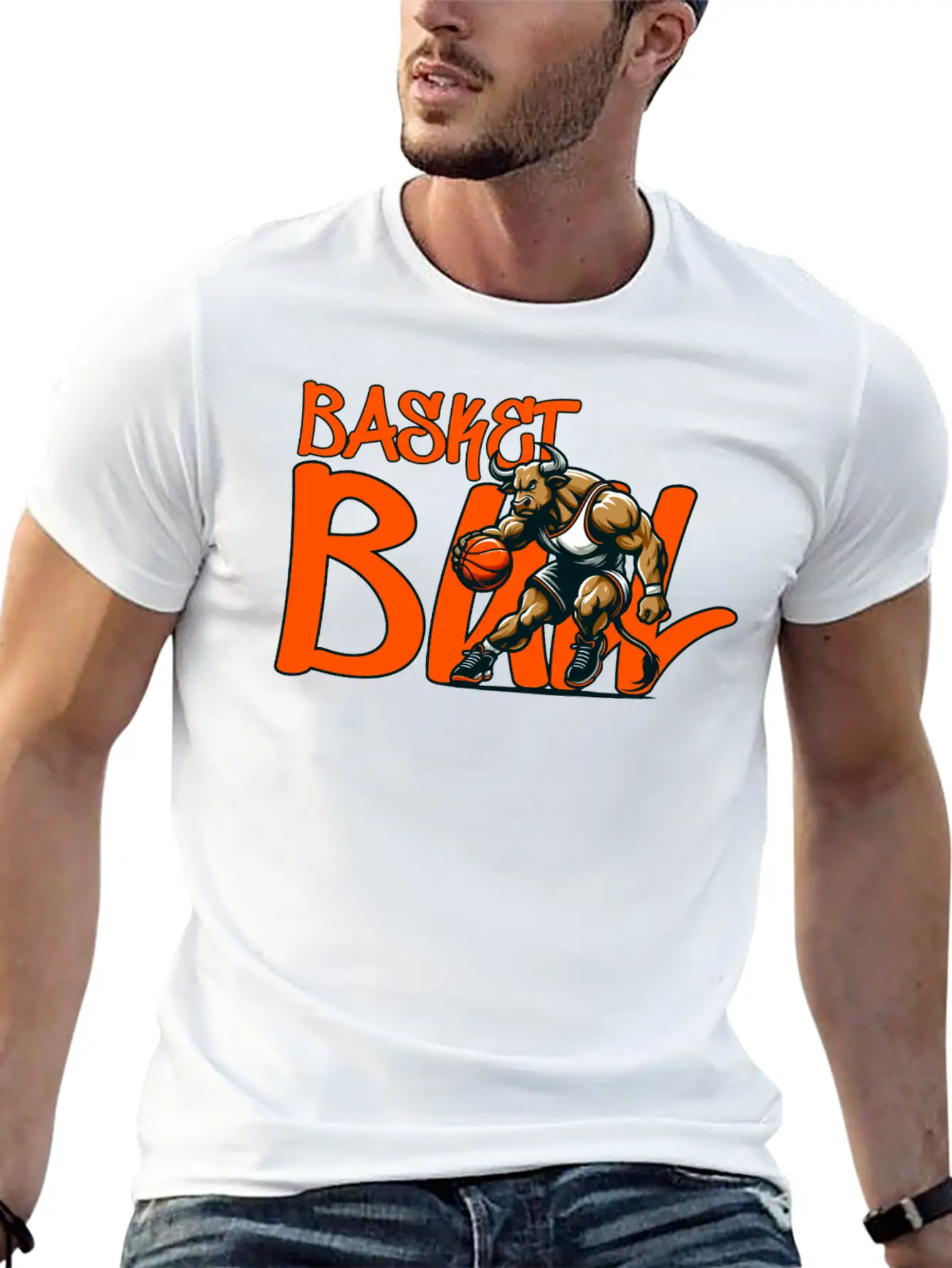 Basket(BULL) Design Stylish Everyday T-Shirt – Unisex Basic Cotton Tee